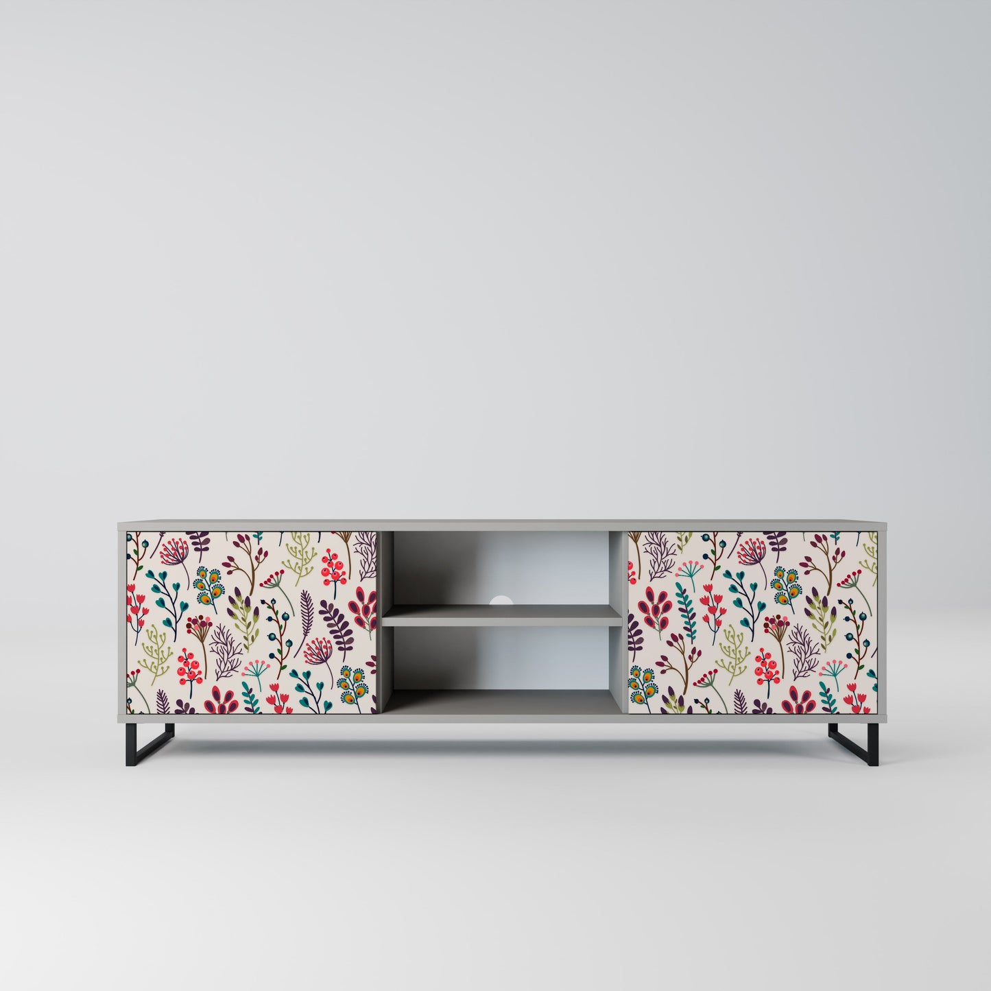 AUTUMN SUNDRIES 2-Door TV Stand in Grey Finish
