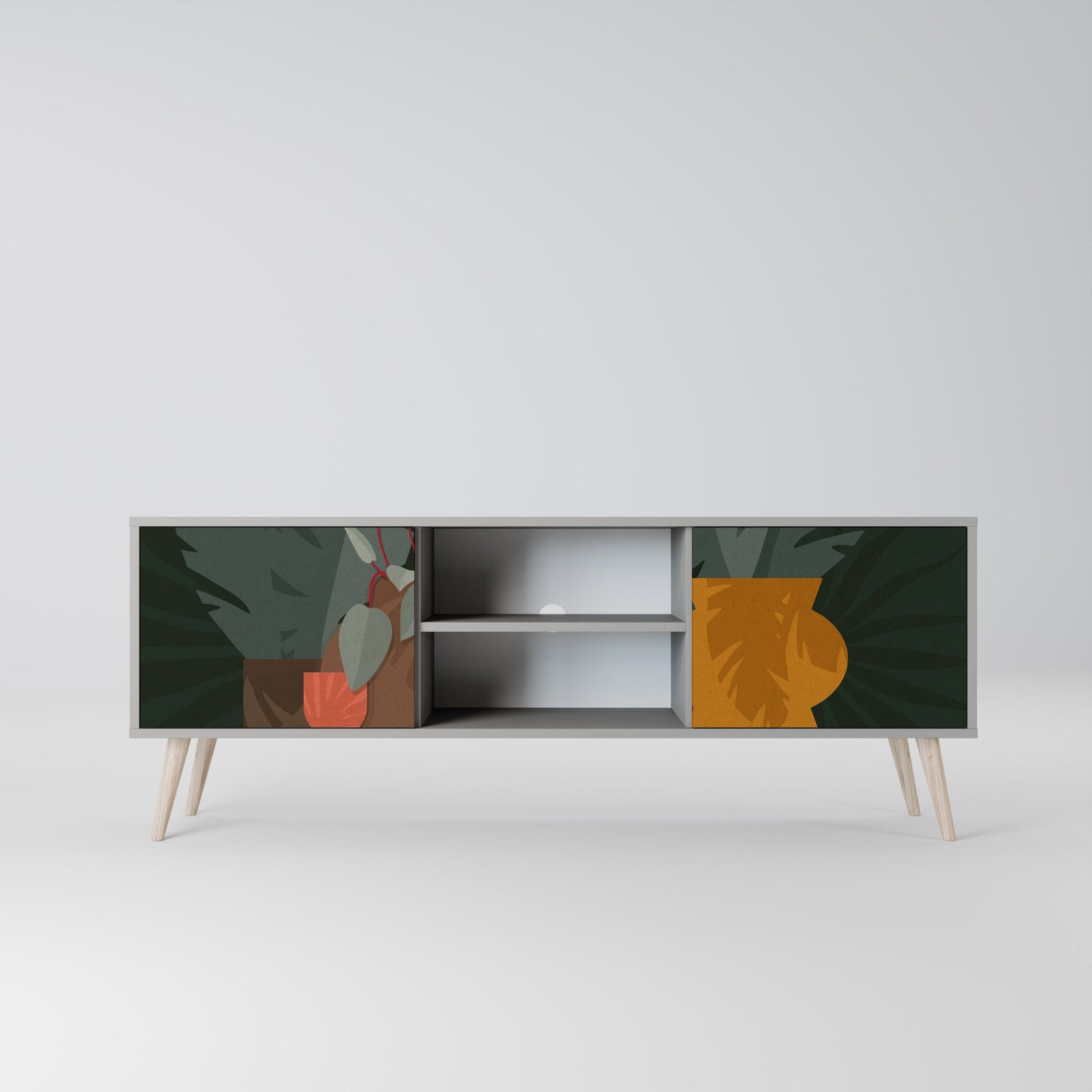 TROPICAL COMPOSITION 2-Door TV Stand in Grey Finish
