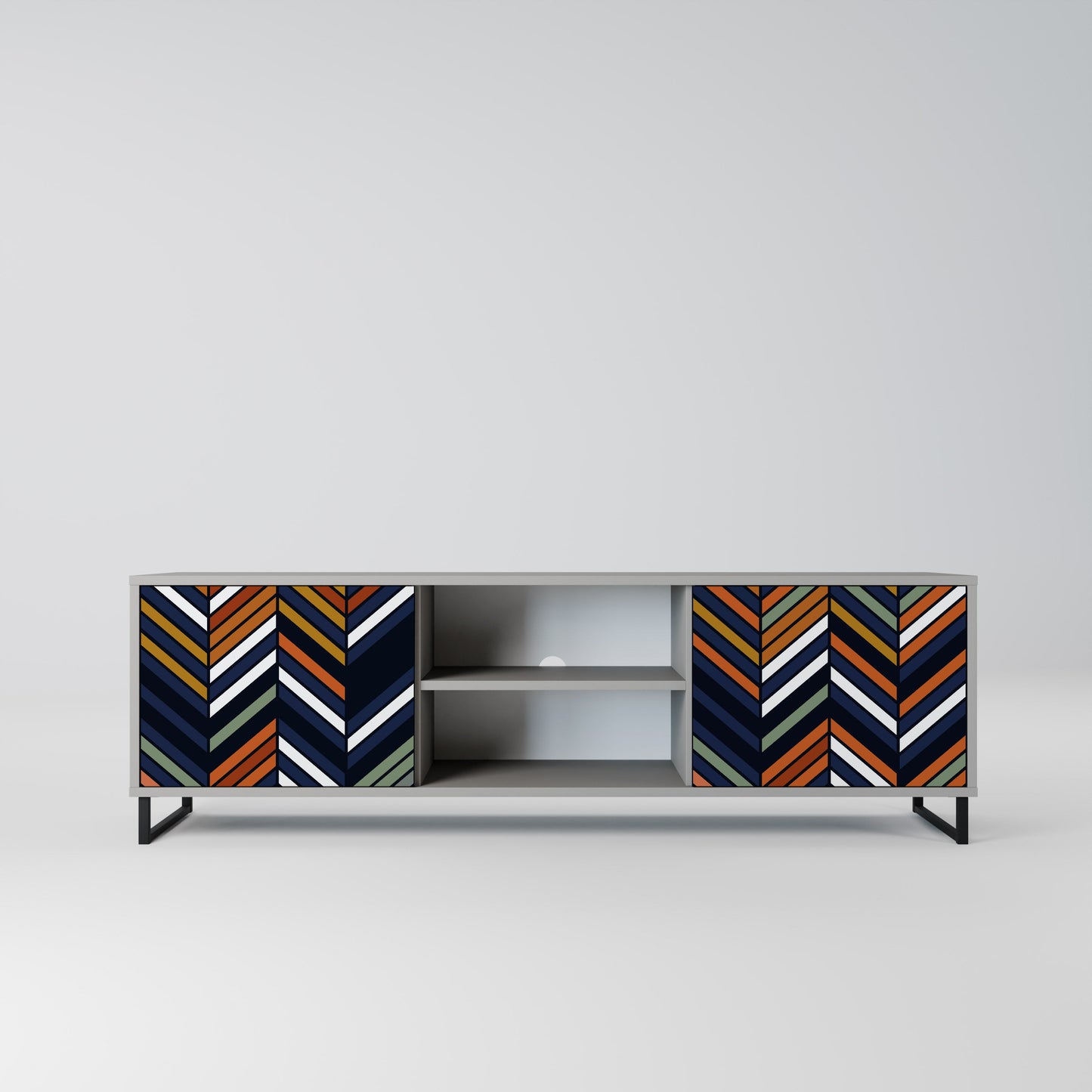 Mobile TV a 2 ante VIBRANT PATCHWORK in finitura grigia