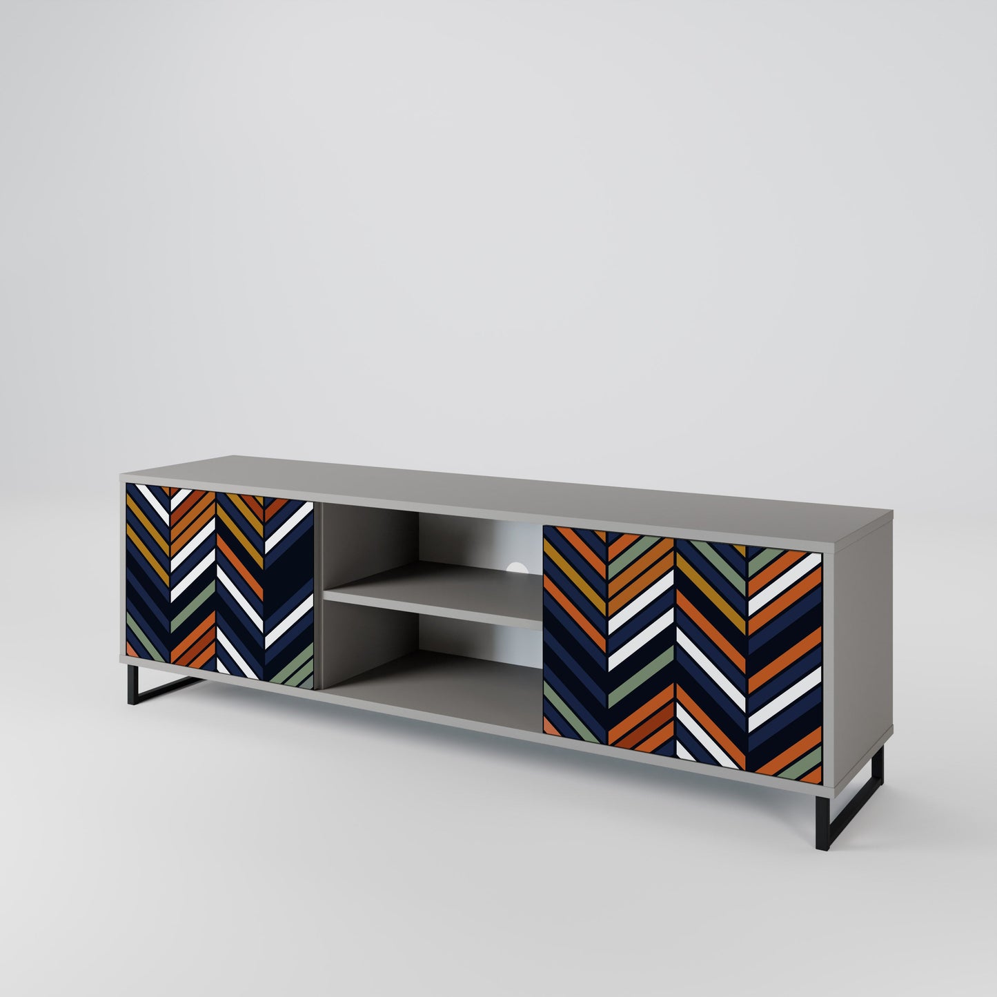Mobile TV a 2 ante VIBRANT PATCHWORK in finitura grigia