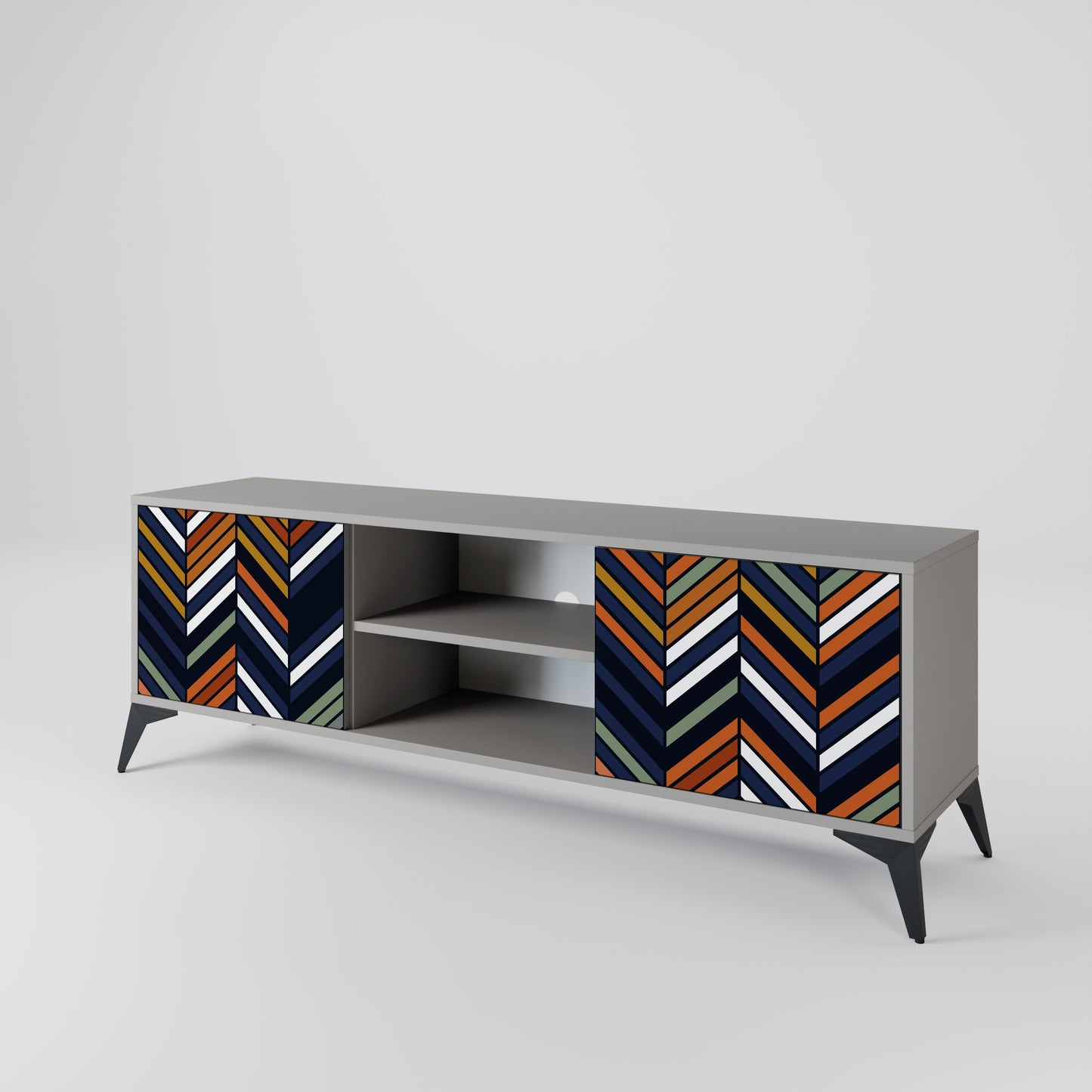 Mobile TV a 2 ante VIBRANT PATCHWORK in finitura grigia