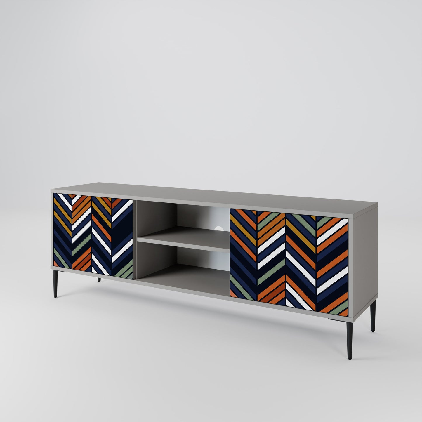 Mobile TV a 2 ante VIBRANT PATCHWORK in finitura grigia