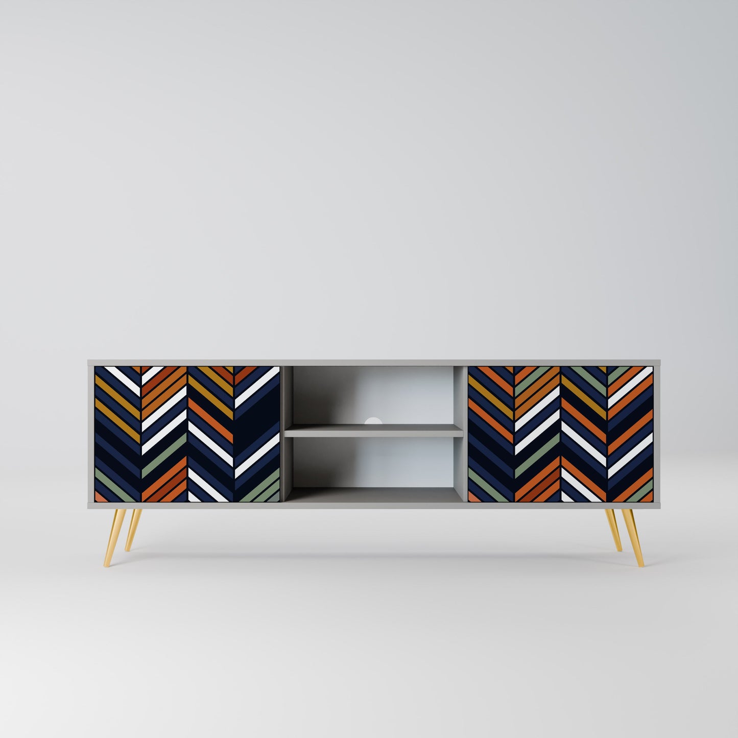 Mobile TV a 2 ante VIBRANT PATCHWORK in finitura grigia