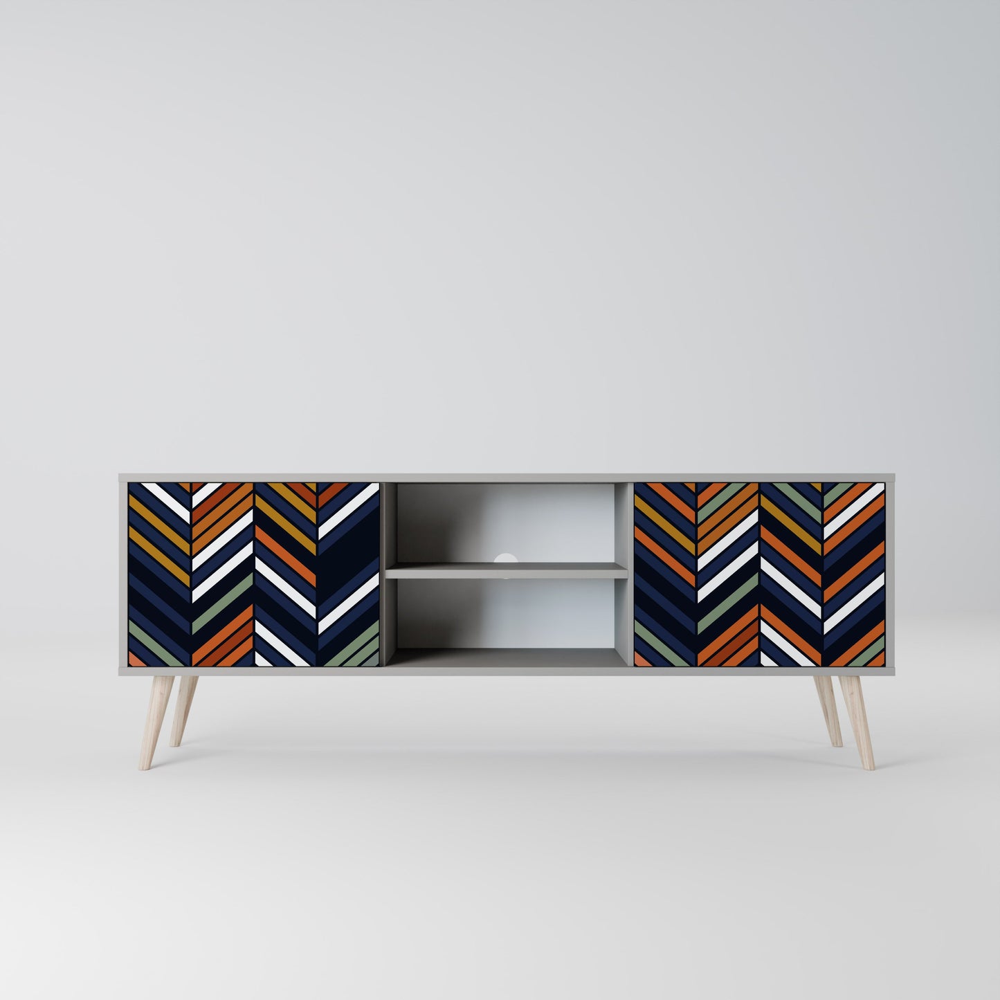 Mobile TV a 2 ante VIBRANT PATCHWORK in finitura grigia