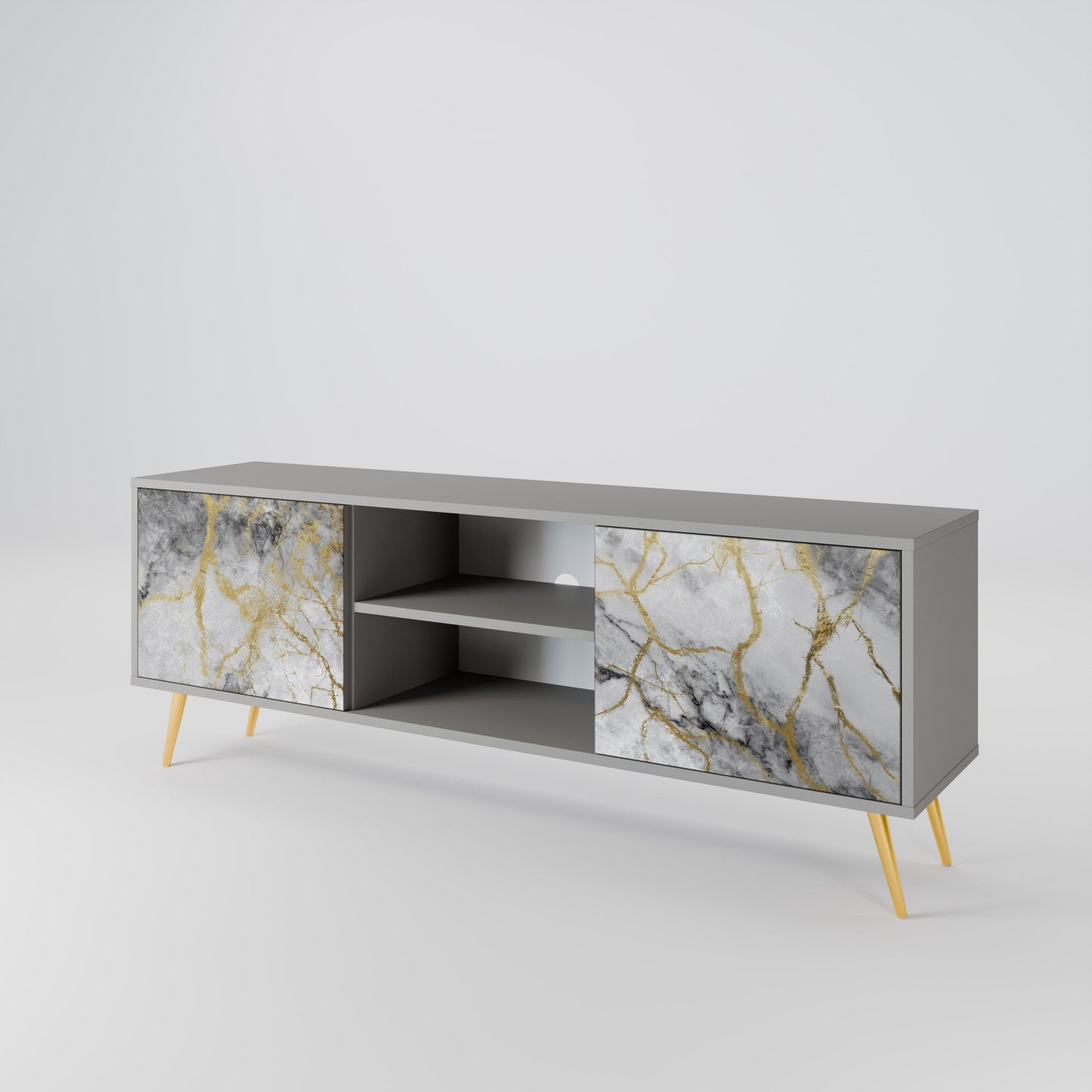 TIMELESS GLIDE 2-Door TV Stand in Grey Finish