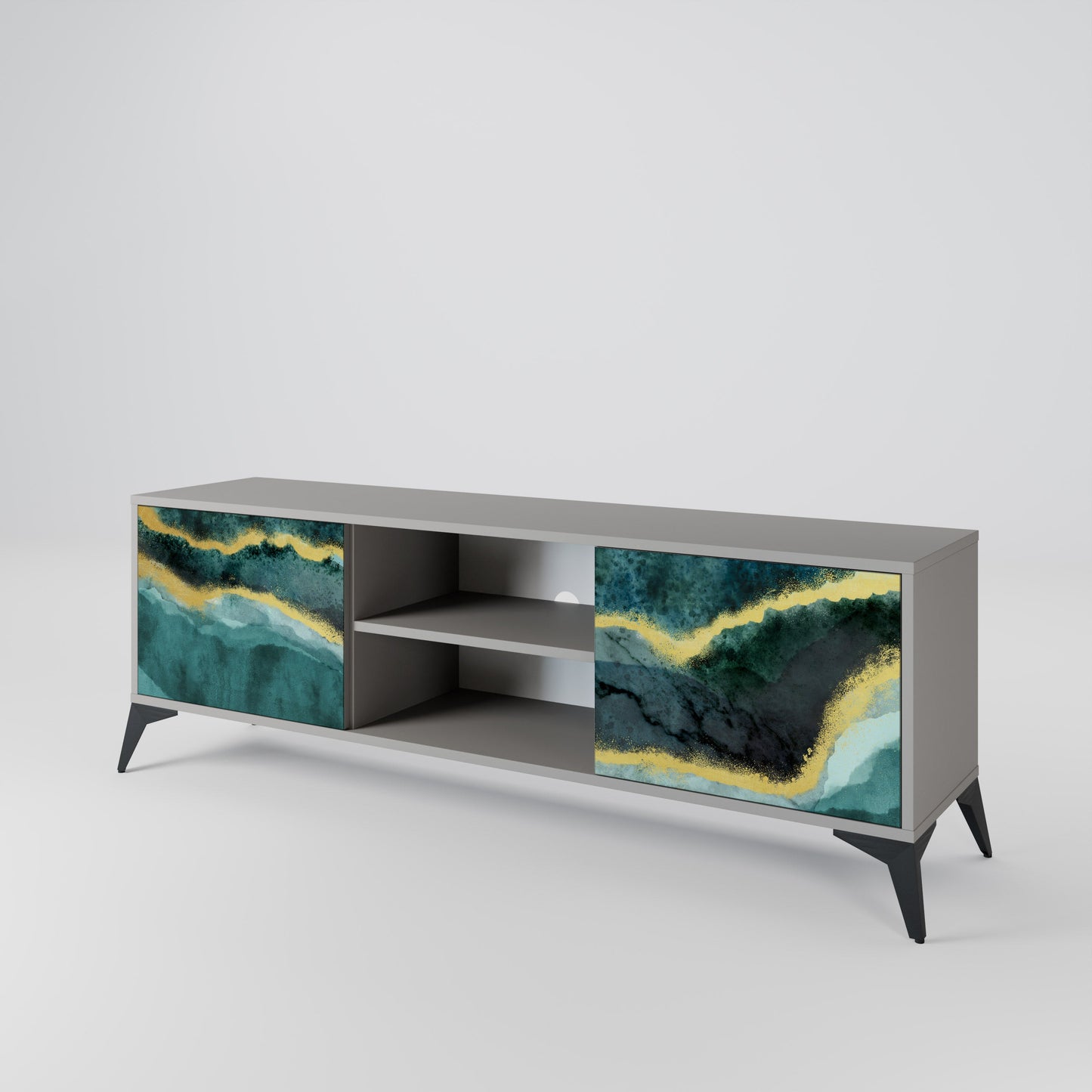 GOLDRUSH ODYSSEY 2-Door TV Stand in Grey Finish
