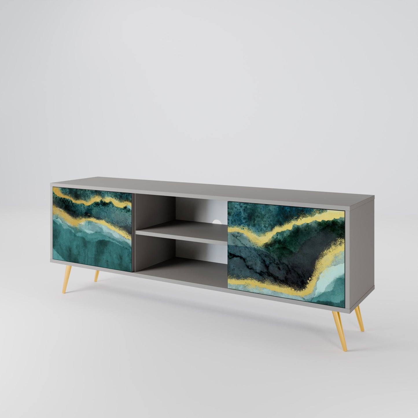GOLDRUSH ODYSSEY 2-Door TV Stand in Grey Finish