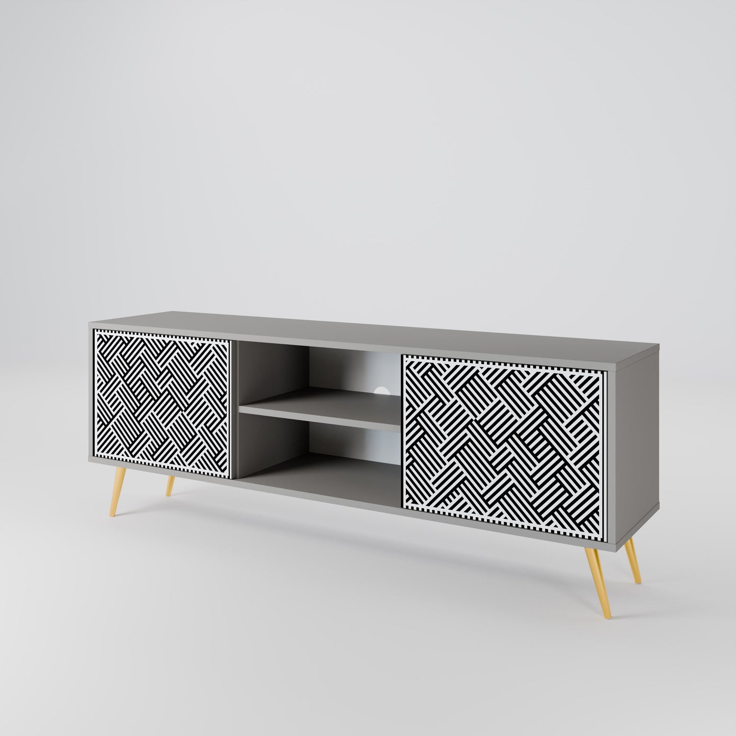 TEMPORARY SEQUENCE 2-Door TV Stand in Grey Finish