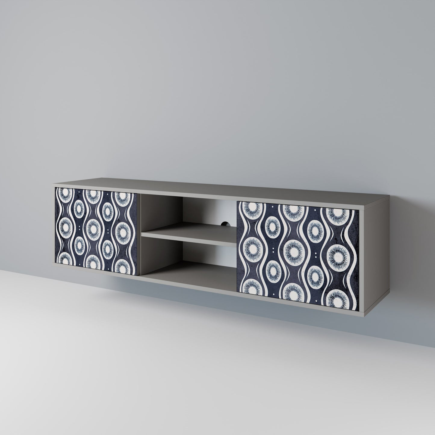 GRAPHITE EYES 2-Door TV Stand in Grey Finish