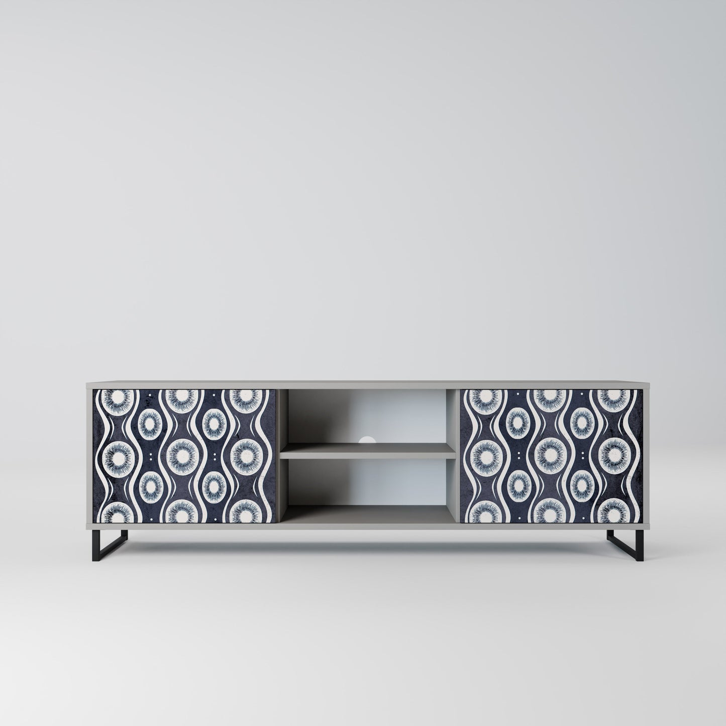 GRAPHITE EYES 2-Door TV Stand in Grey Finish