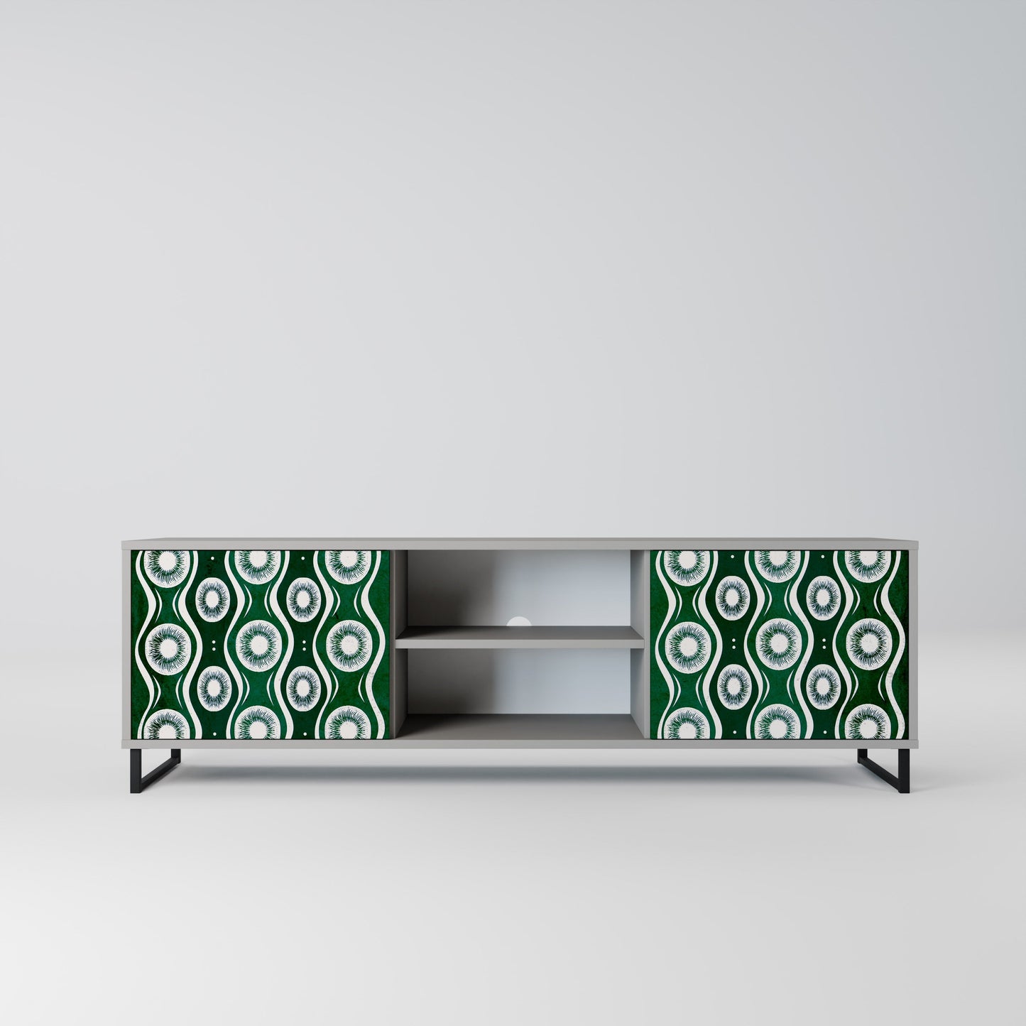 GREEN EYES 2-Door TV Stand in Grey Finish