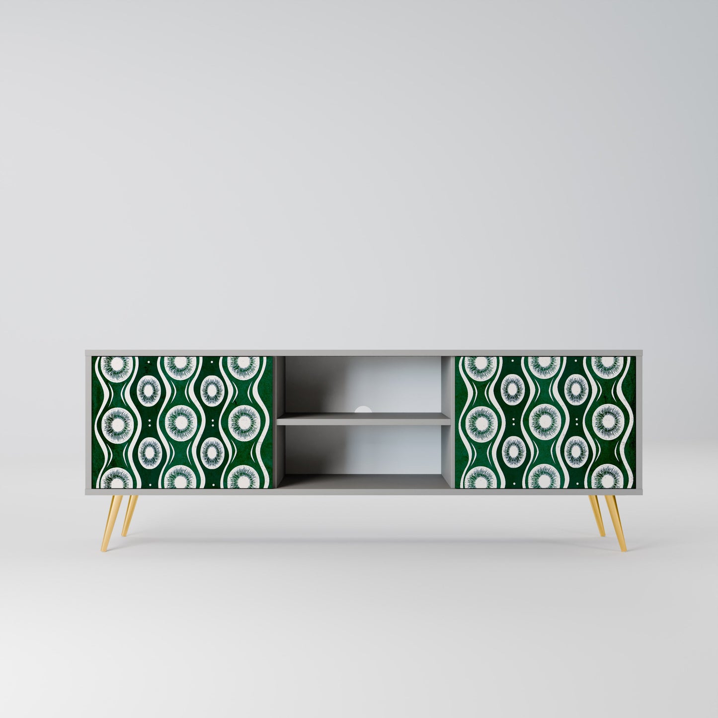 GREEN EYES 2-Door TV Stand in Grey Finish