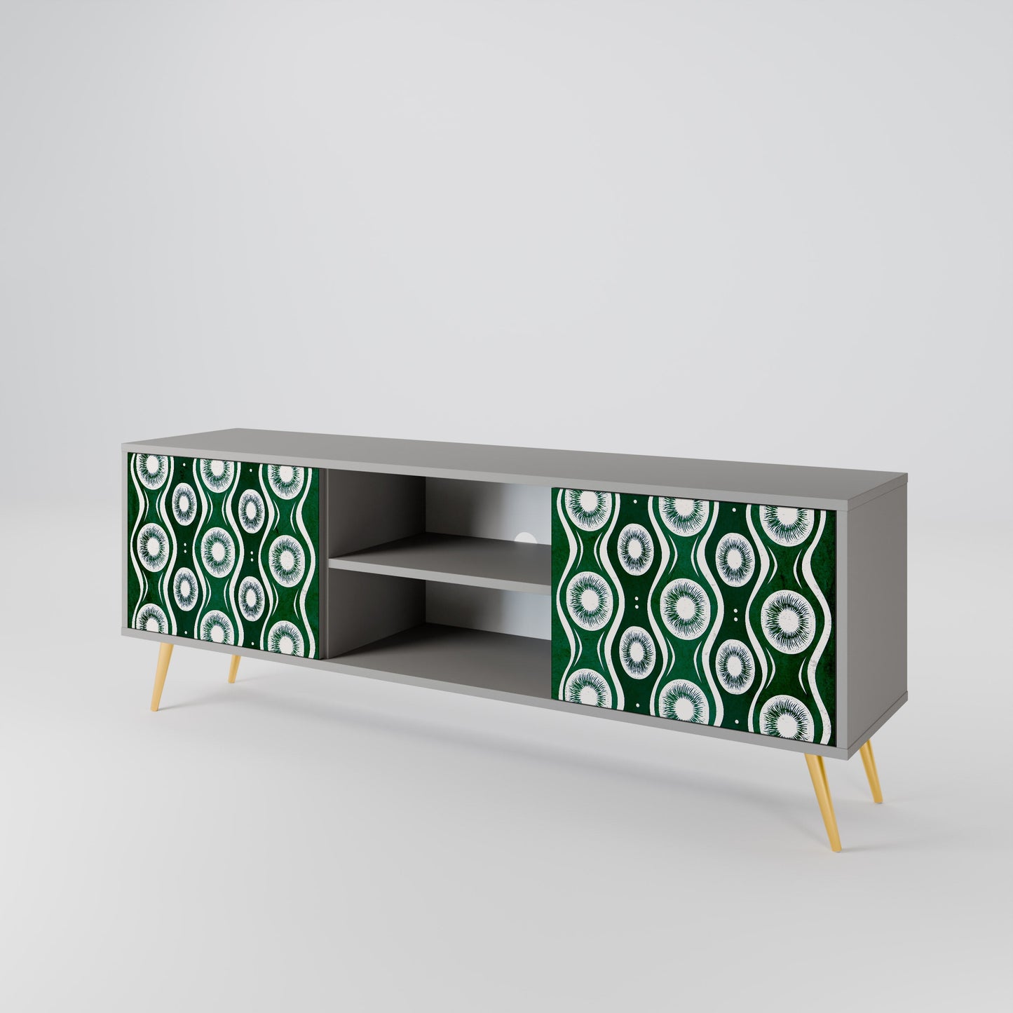 GREEN EYES 2-Door TV Stand in Grey Finish