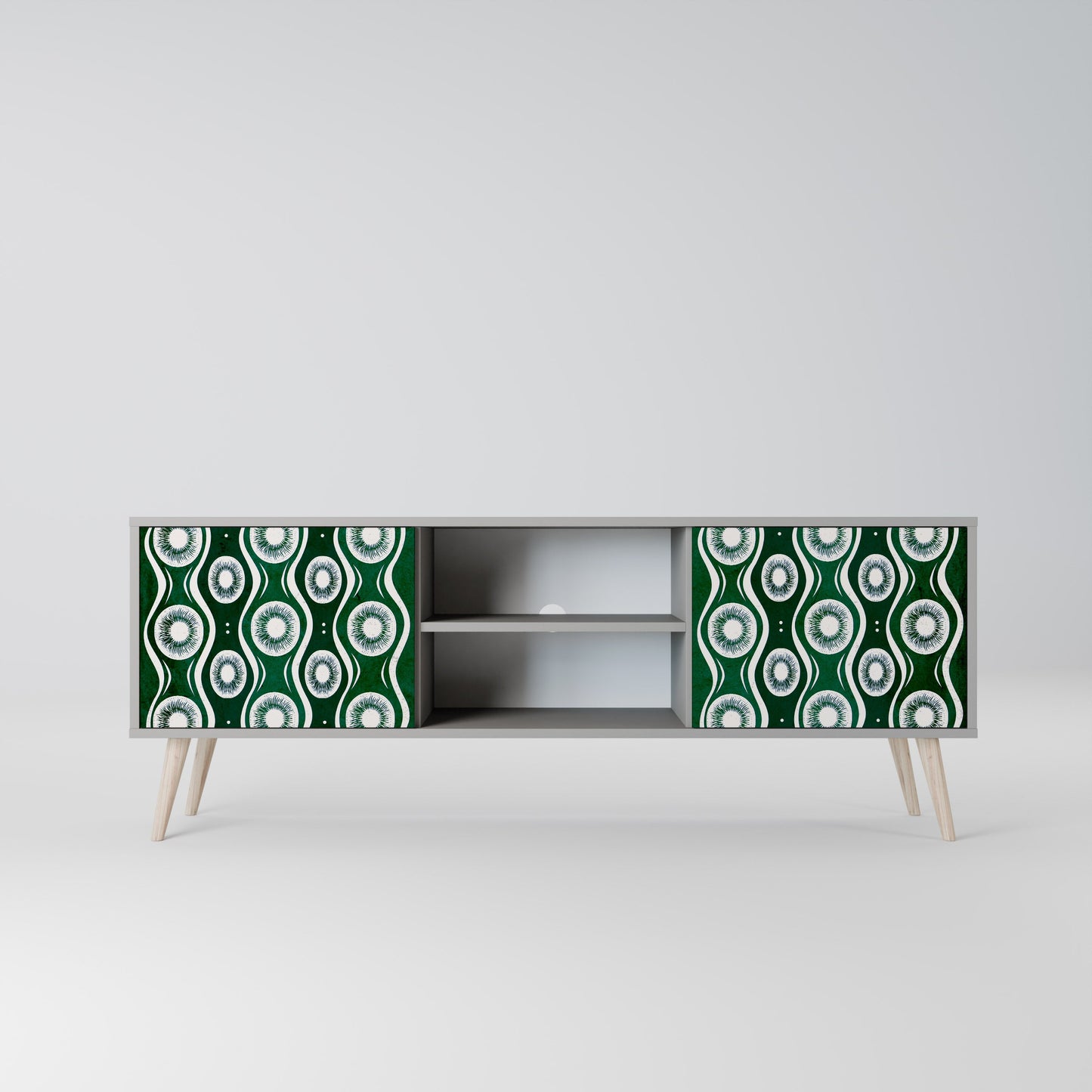 GREEN EYES 2-Door TV Stand in Grey Finish