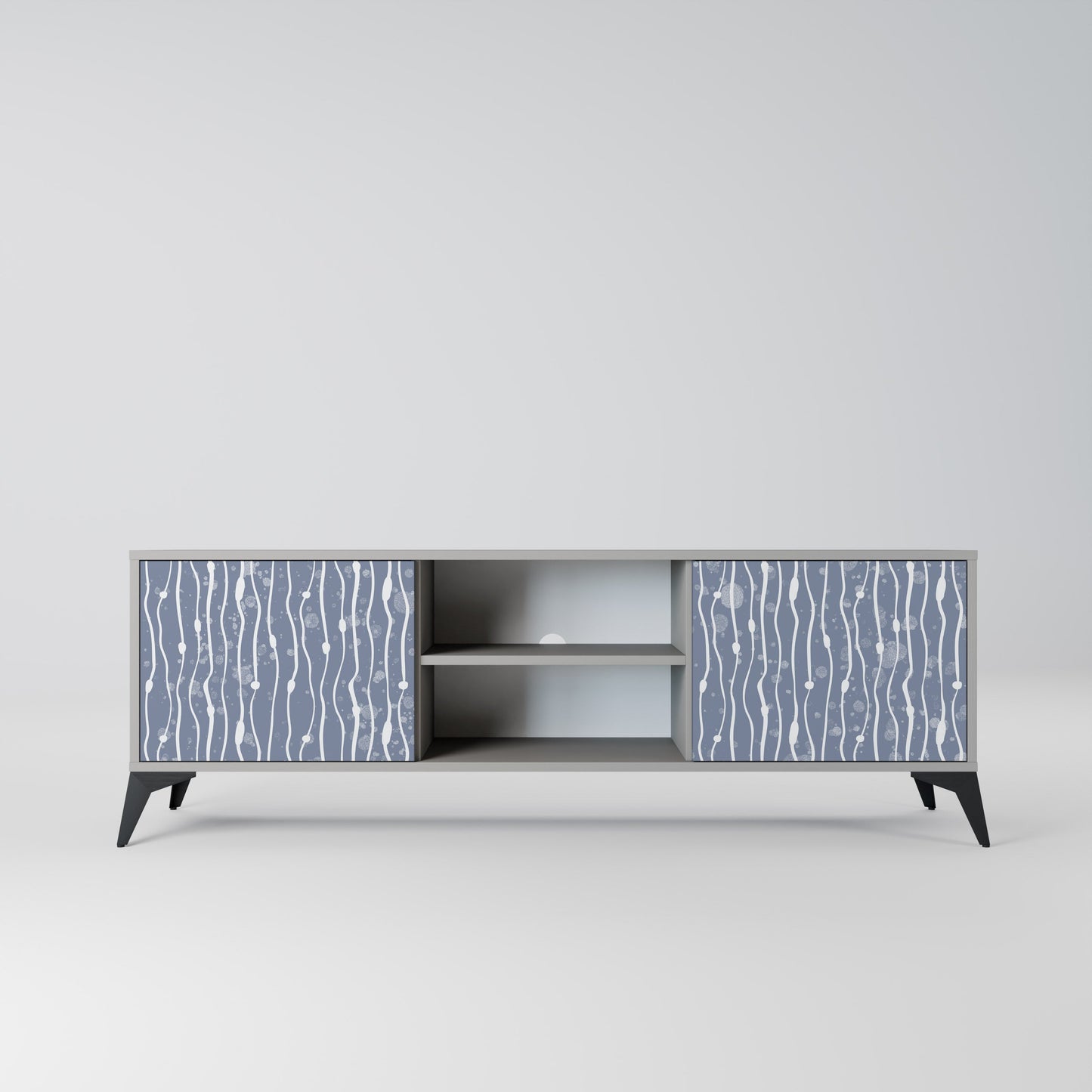 GRAPHITE RAIN 2-Door TV Stand in Grey Finish
