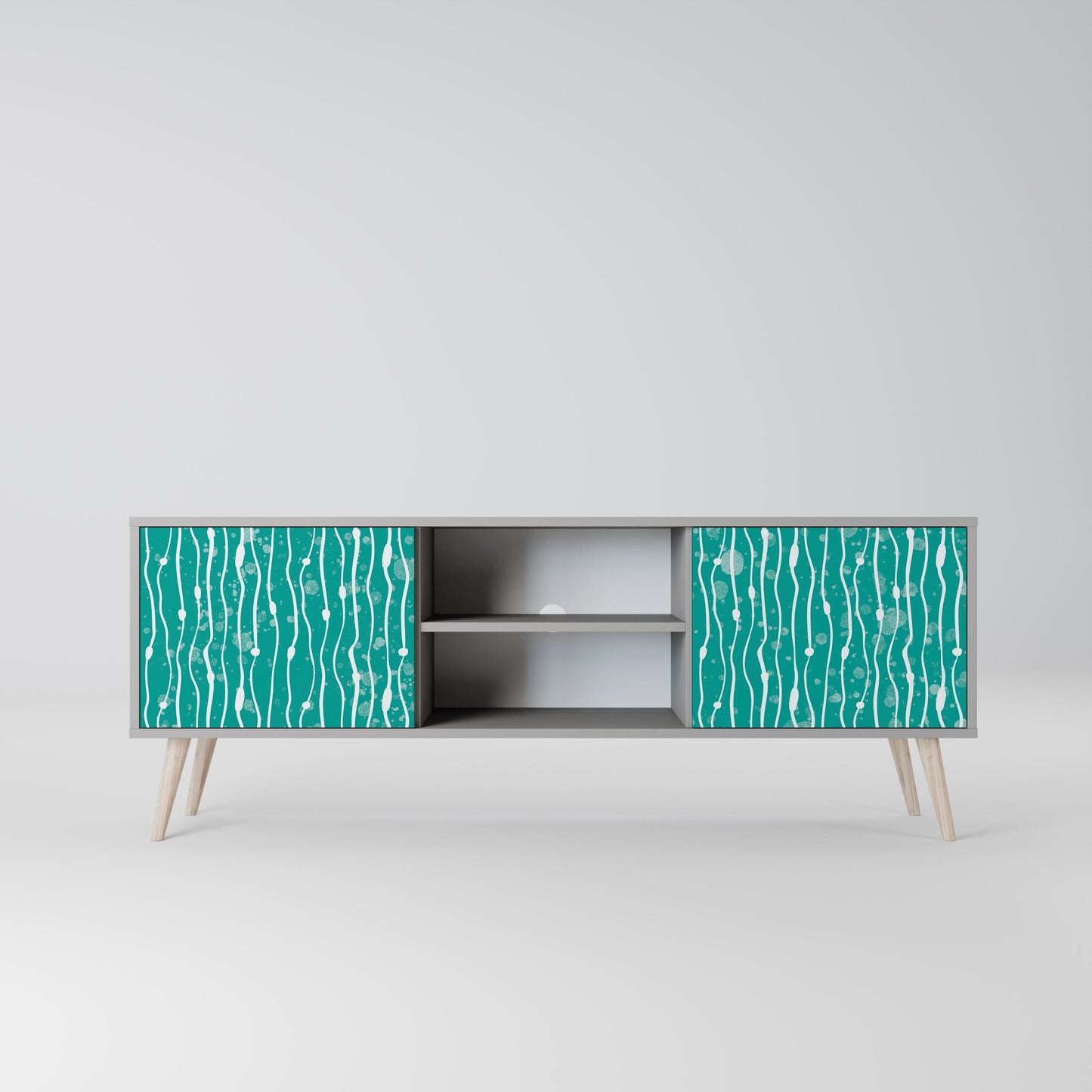 TURQUOISE RAIN 2-Door TV Stand in Grey Finish
