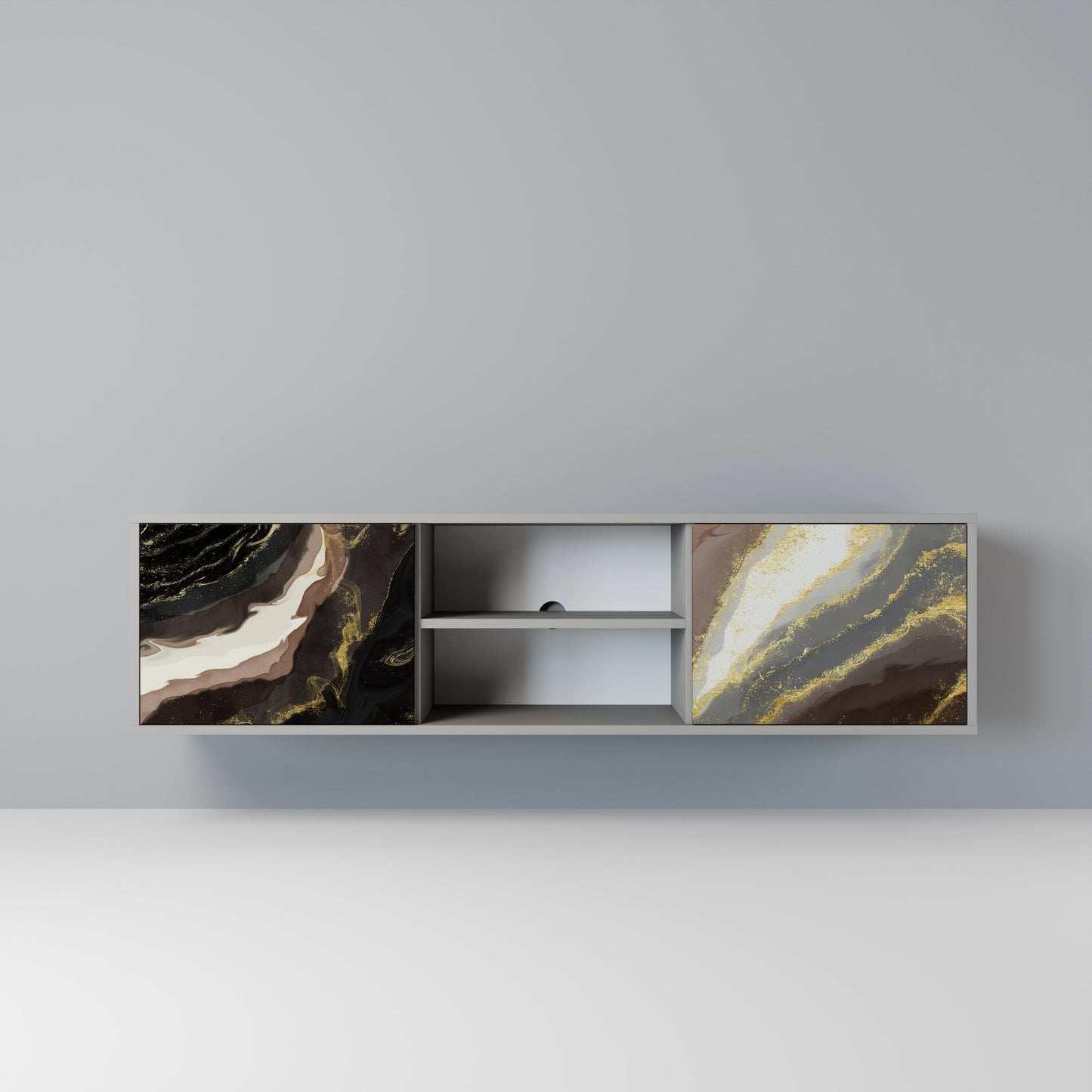 GOLD DUST 2-Door TV Stand in Grey Finish