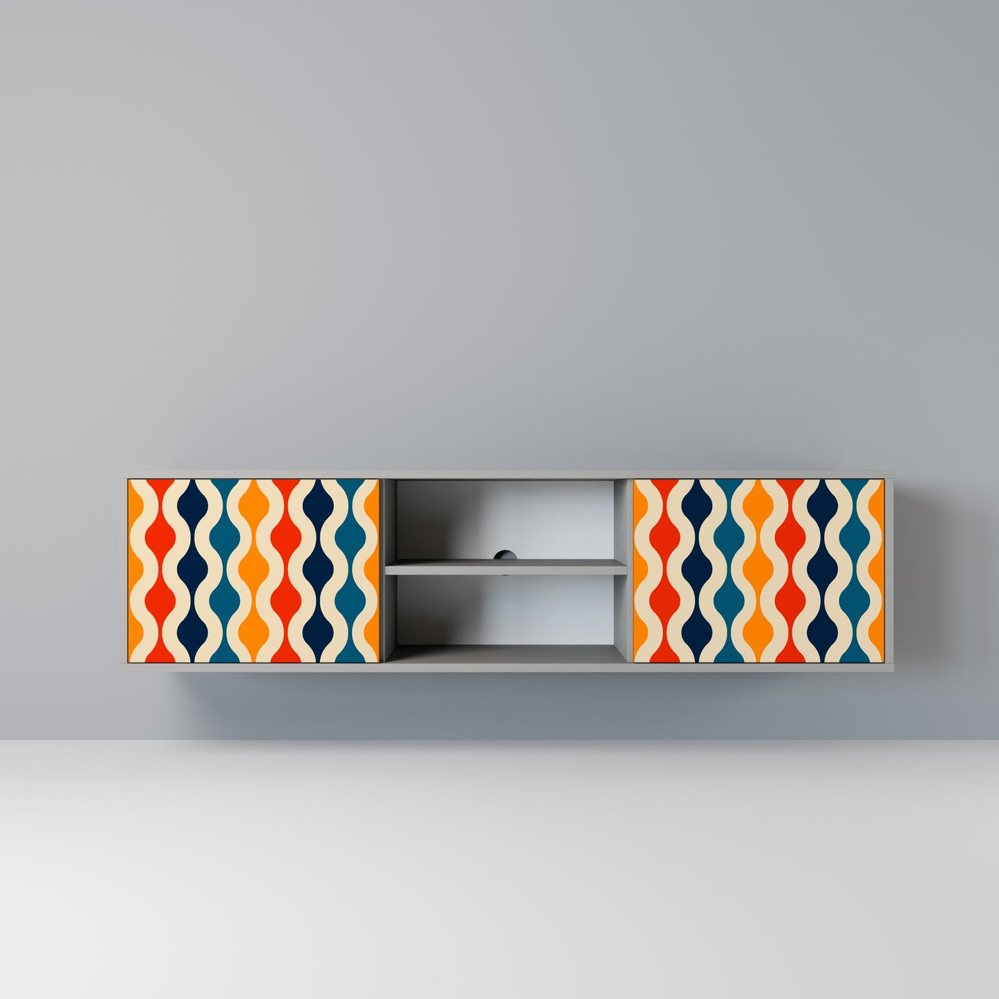 COLORFUL NOSTALGIA 2-Door TV Stand in Grey Finish