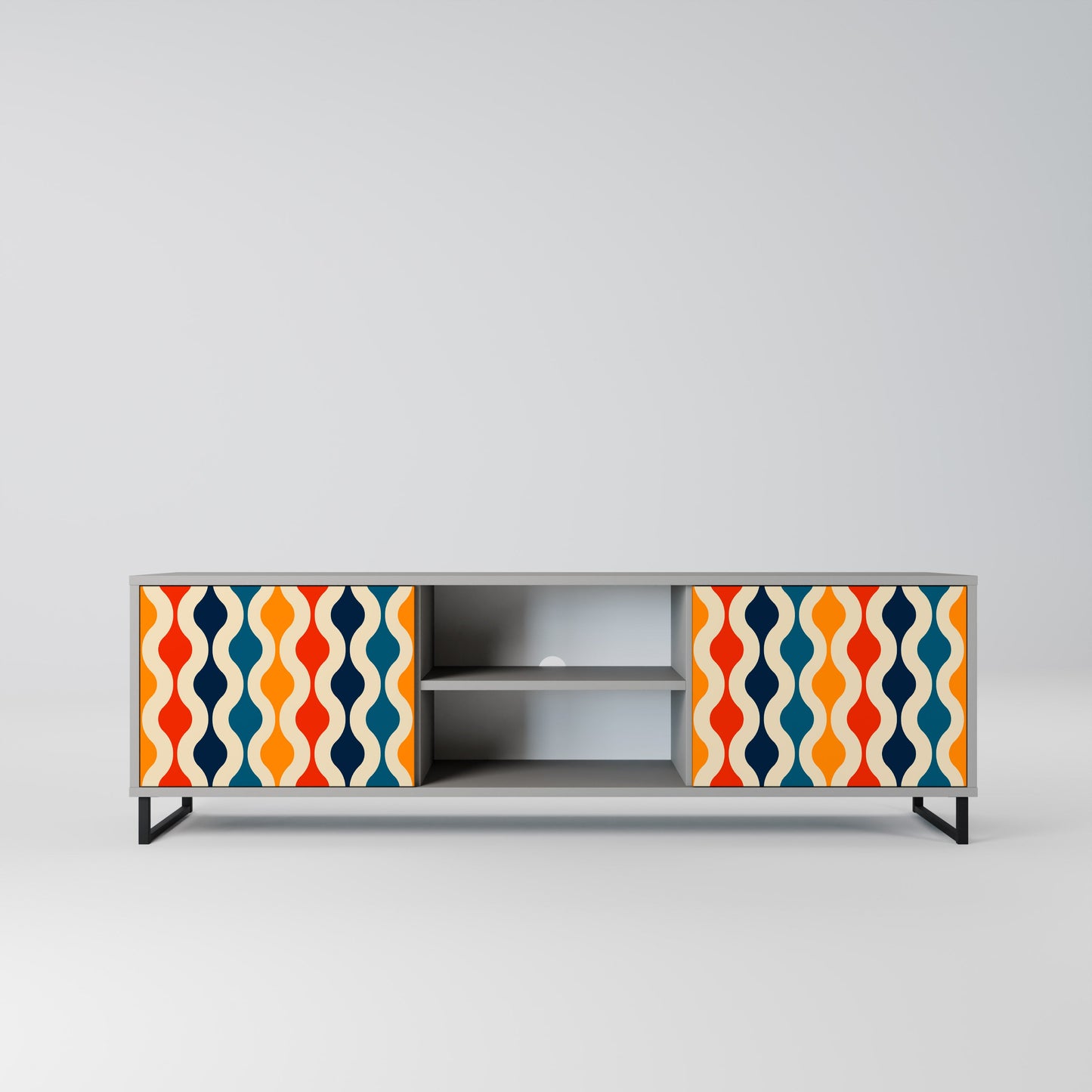 COLORFUL NOSTALGIA 2-Door TV Stand in Grey Finish