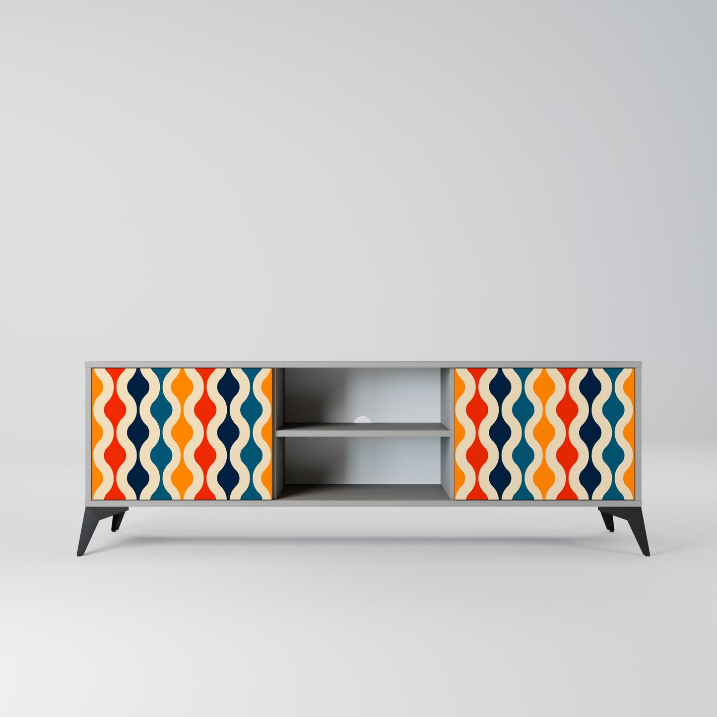 COLORFUL NOSTALGIA 2-Door TV Stand in Grey Finish