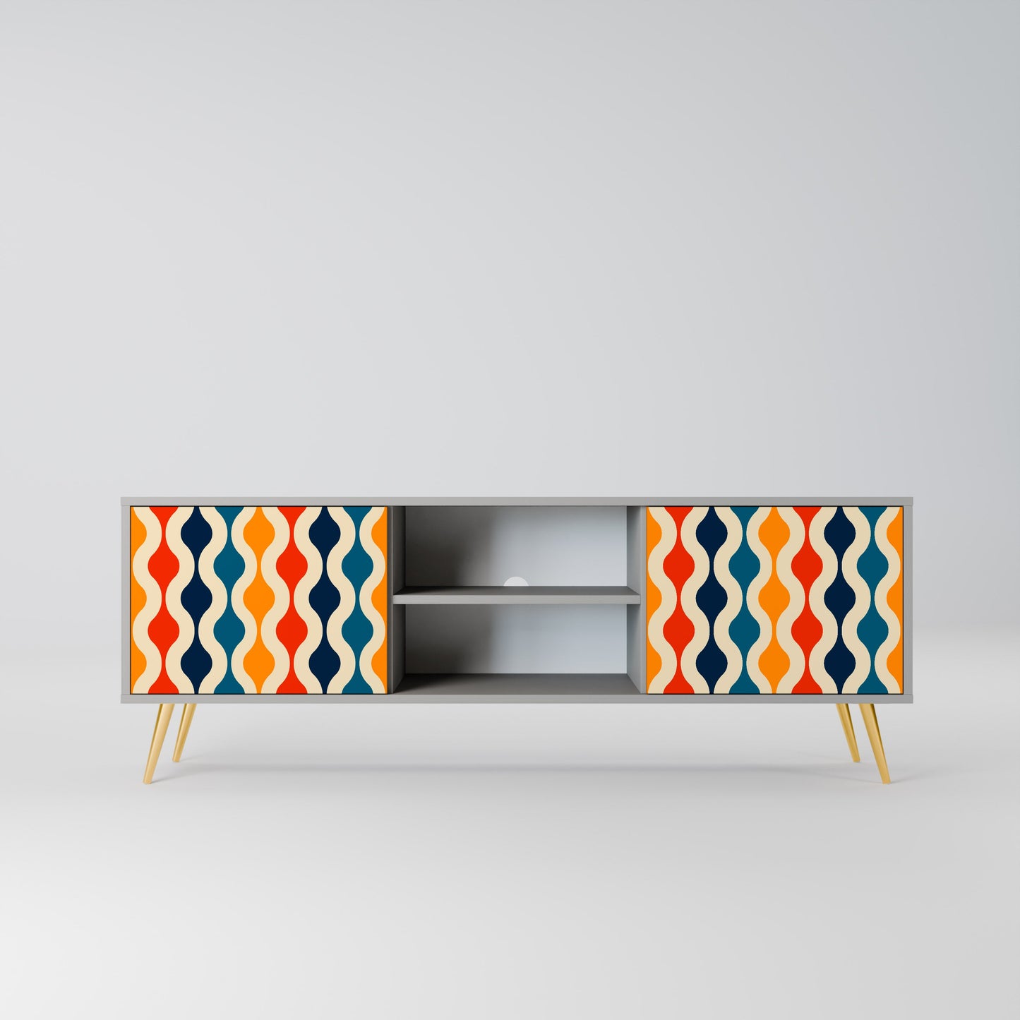 COLORFUL NOSTALGIA 2-Door TV Stand in Grey Finish
