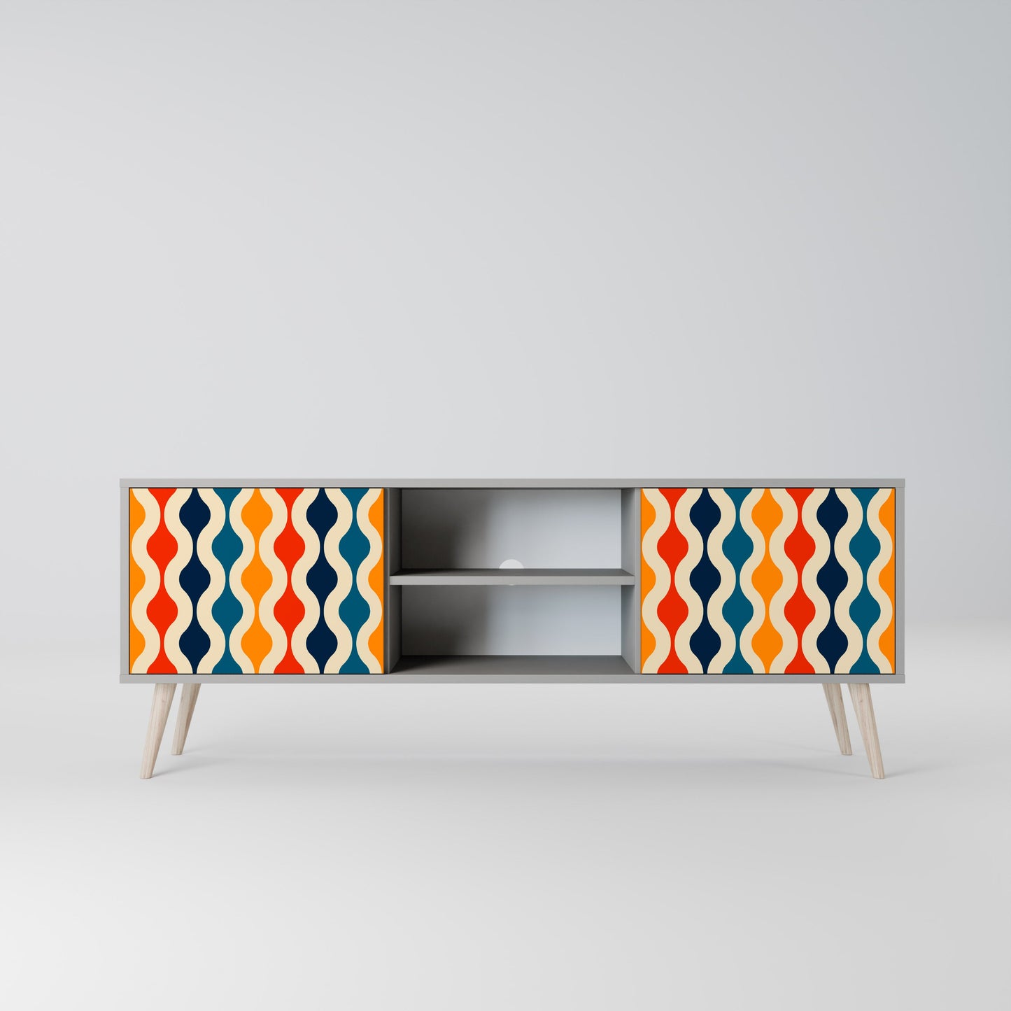 COLORFUL NOSTALGIA 2-Door TV Stand in Grey Finish