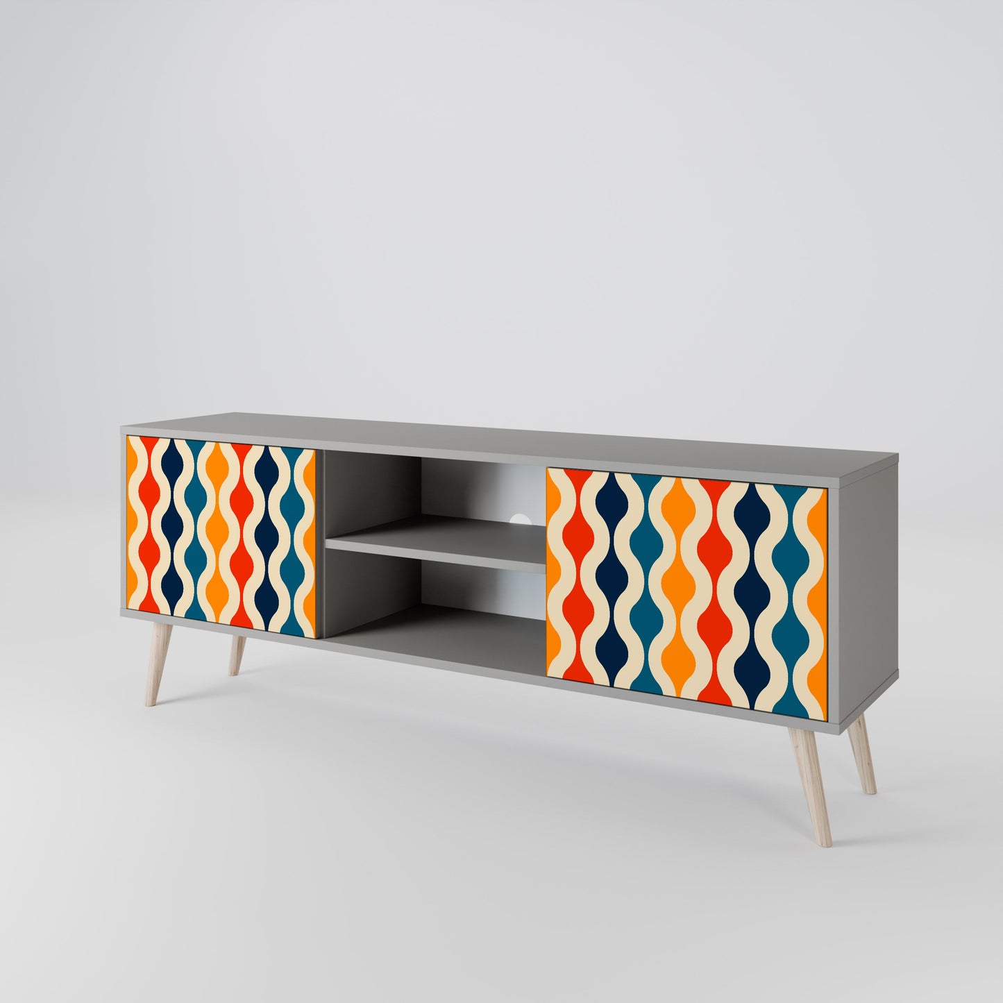 COLORFUL NOSTALGIA 2-Door TV Stand in Grey Finish