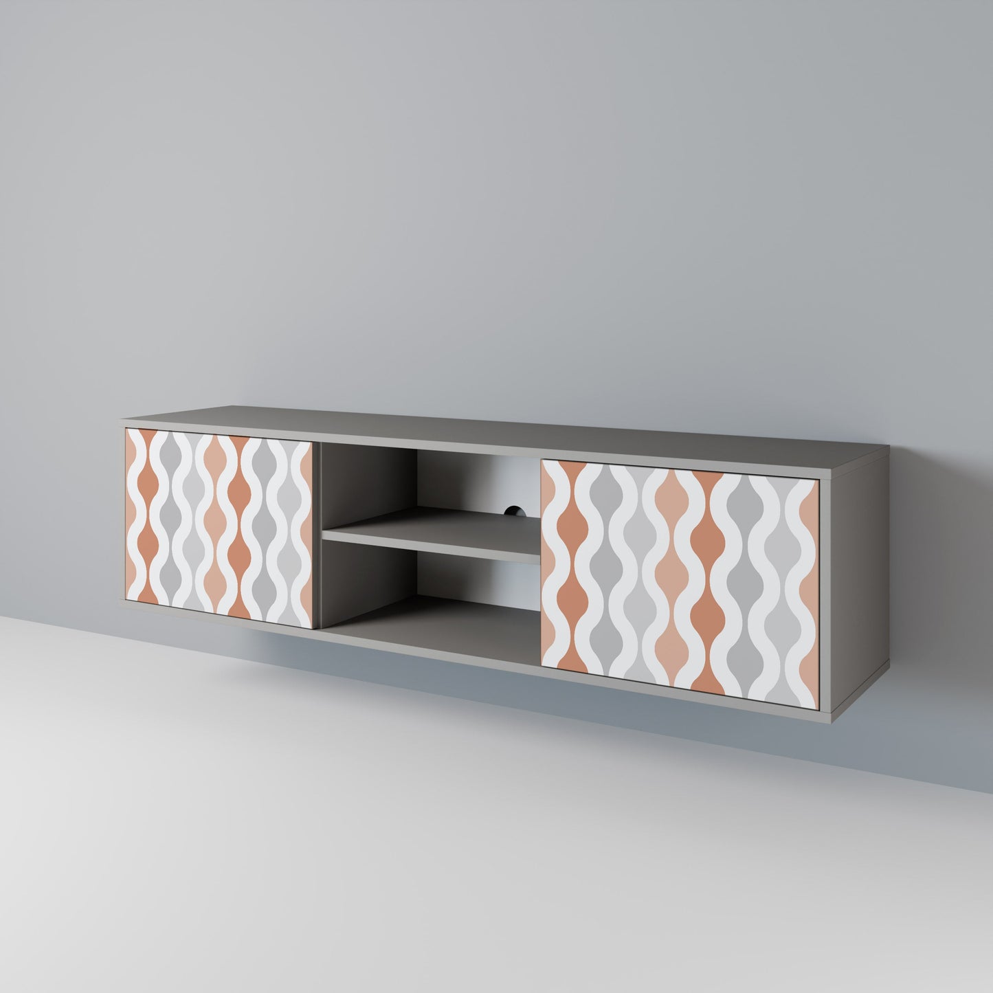 HAZY NOSTALGIA 2-Door TV Stand in Grey Finish