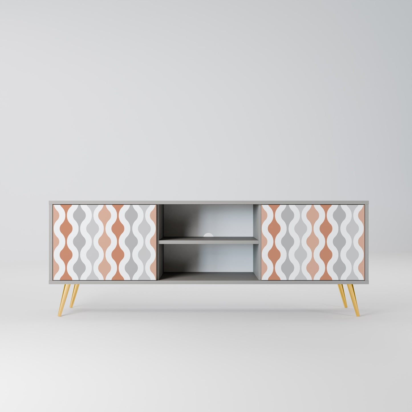 HAZY NOSTALGIA 2-Door TV Stand in Grey Finish