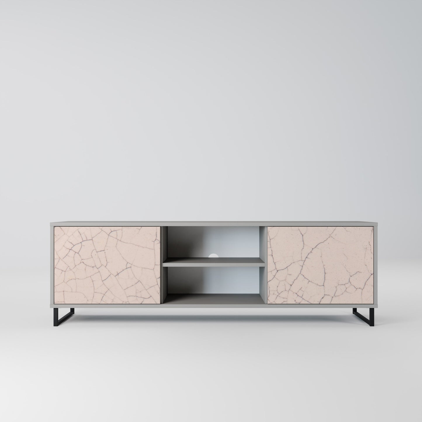 CERAMIC TEXTURE 2-Door TV Stand in Grey Finish