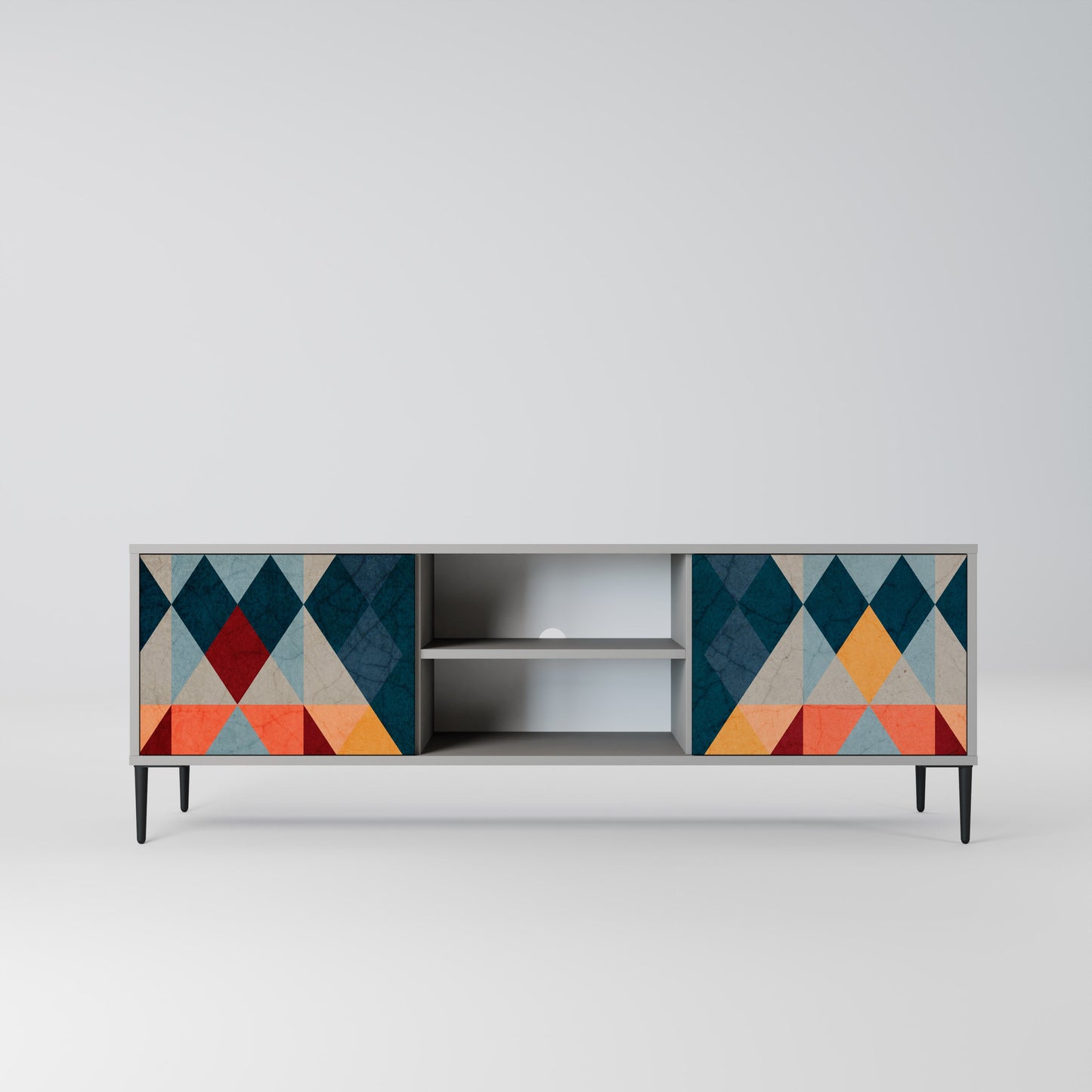 CRACKED ILLUSION 2-Door TV Stand in Grey Finish