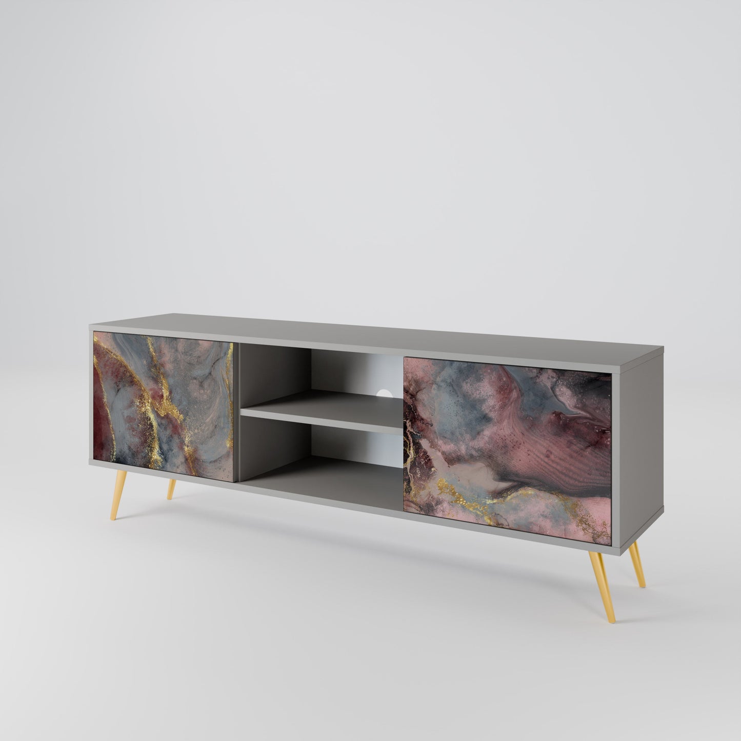 GOLDEN TIDES 2-Door TV Stand in Grey Finish