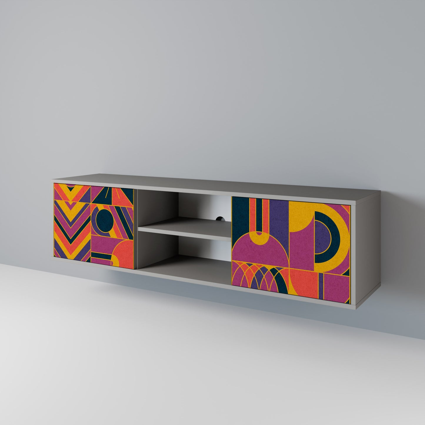 ELECTRIC PATTERNS 2-Door TV Stand in Grey Finish