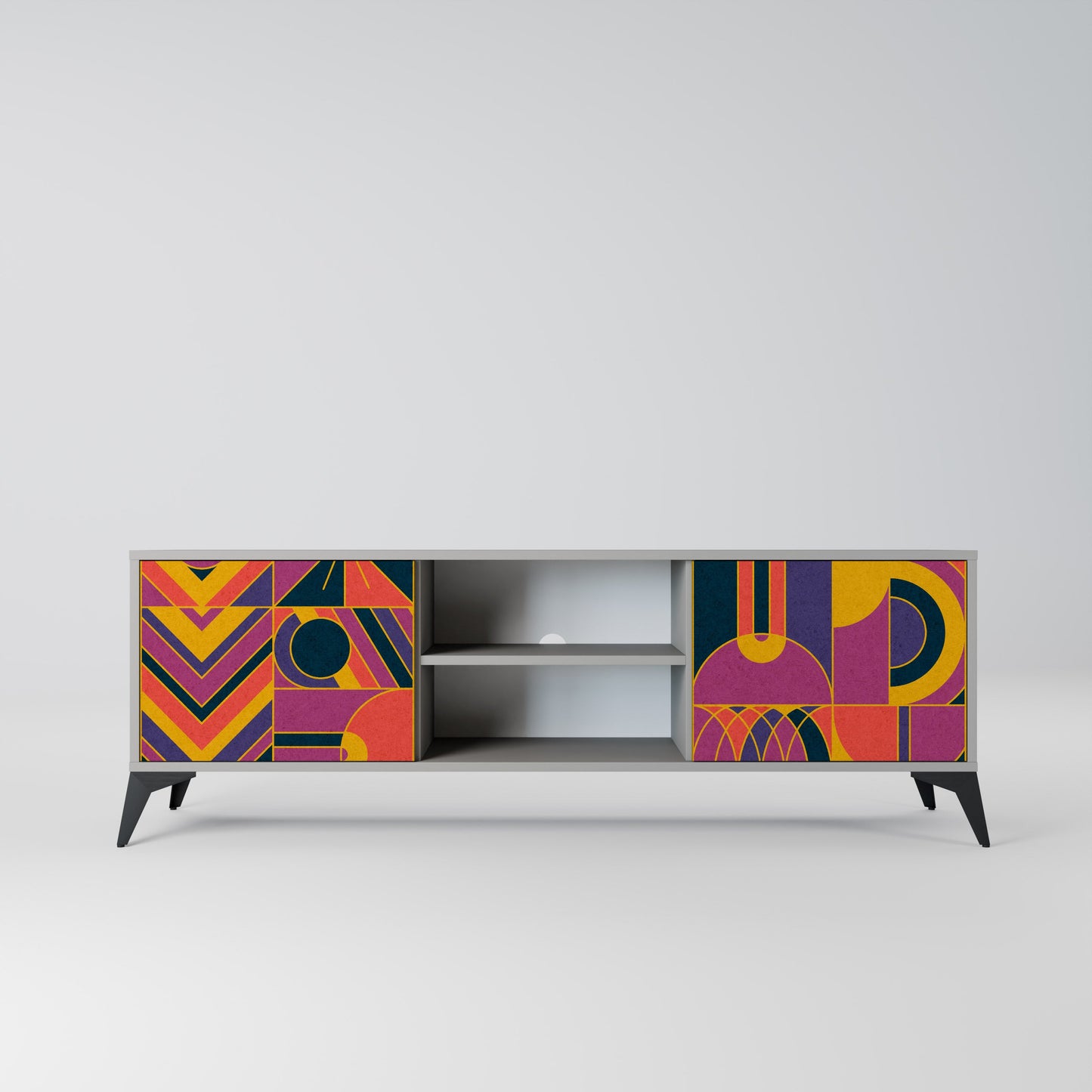 ELECTRIC PATTERNS 2-Door TV Stand in Grey Finish