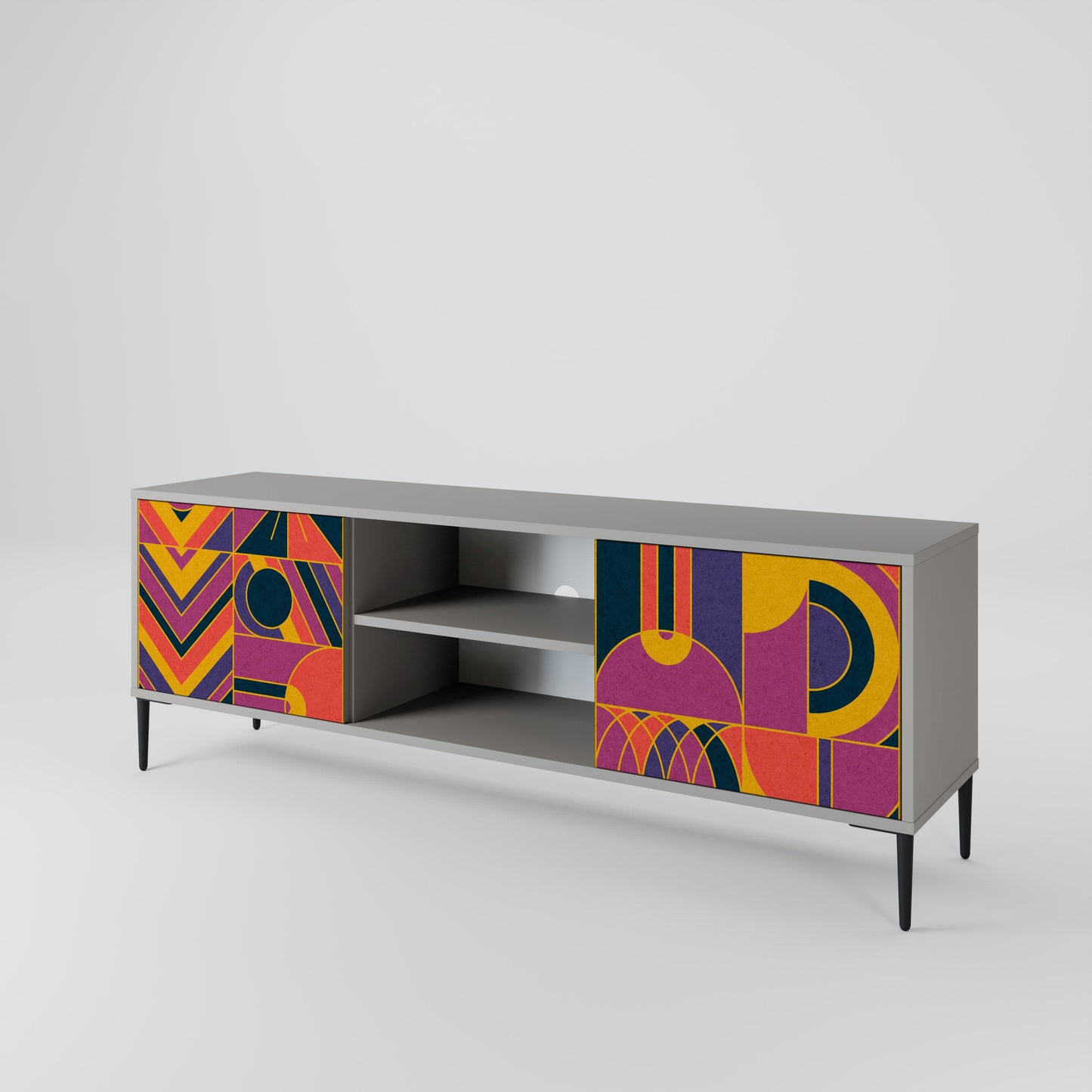 ELECTRIC PATTERNS 2-Door TV Stand in Grey Finish