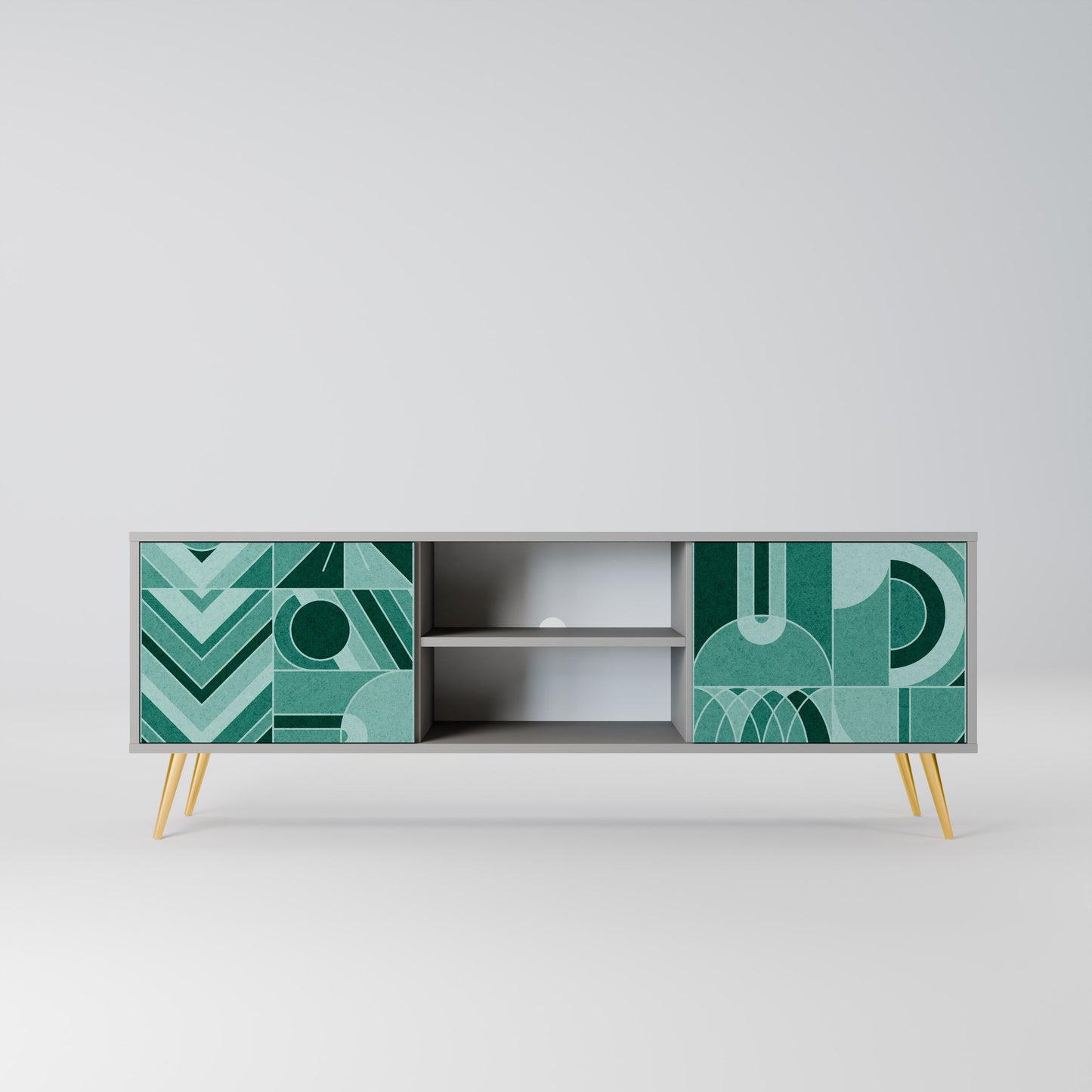 HARMONIC GRID 2-Door TV Stand in Grey Finish