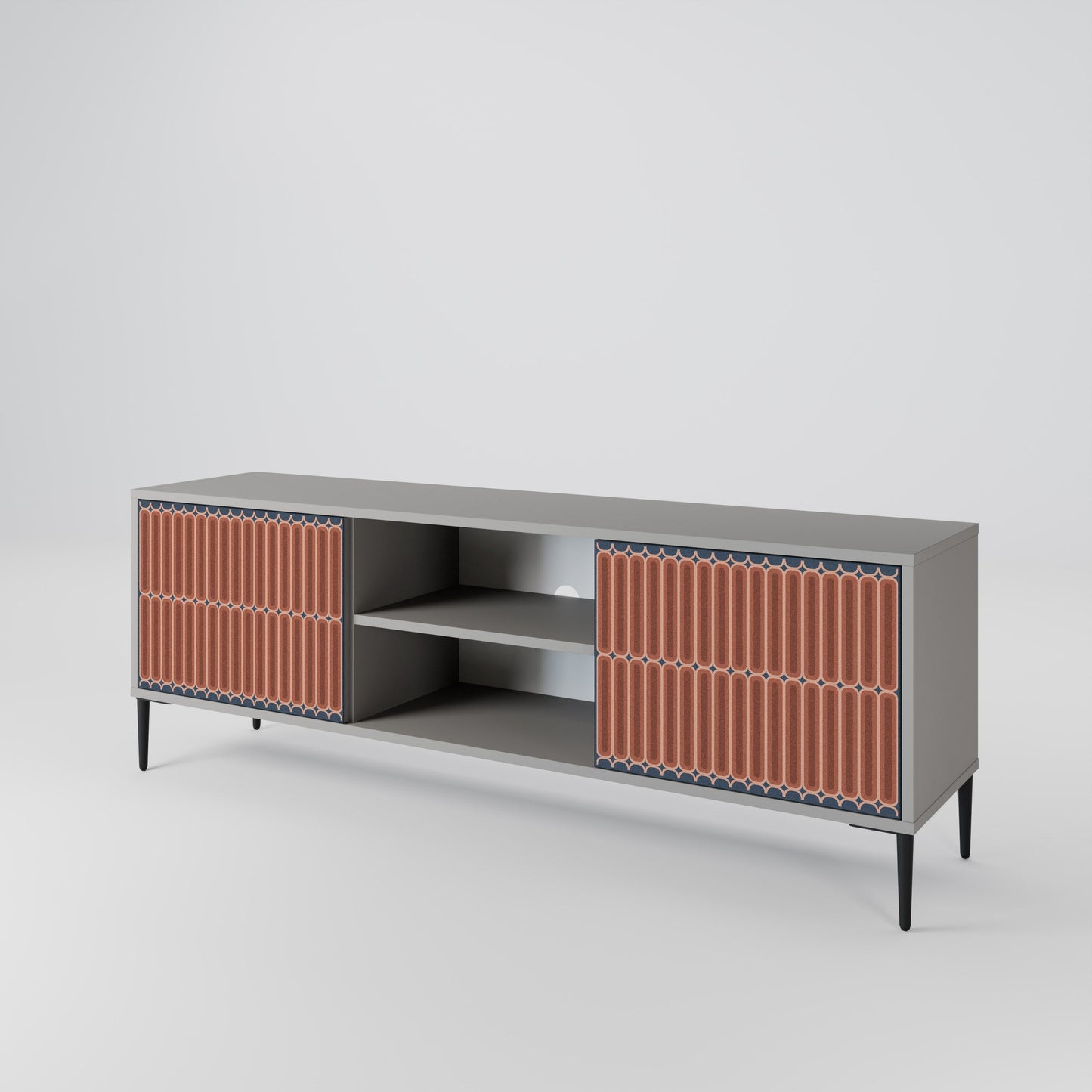 HYPNOTIC GATE 2-Door TV Stand in Grey Finish