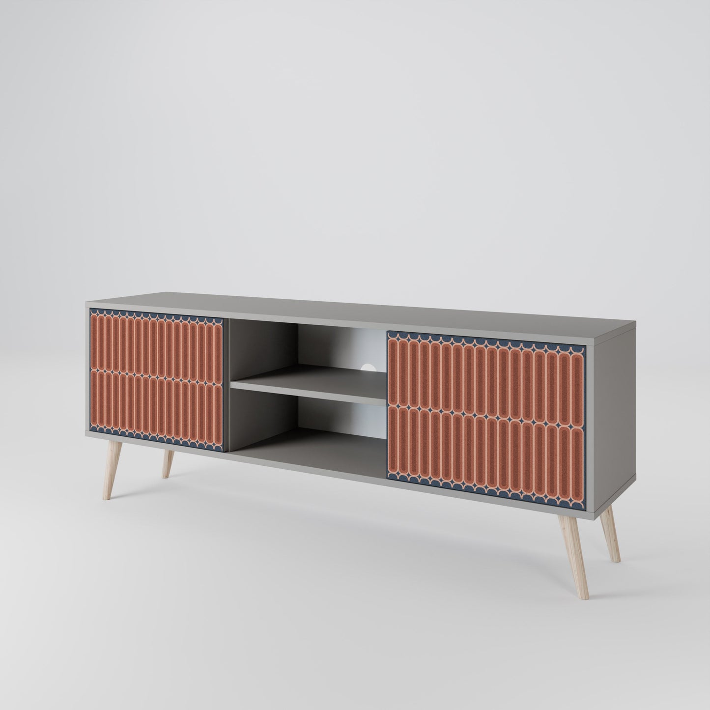 HYPNOTIC GATE 2-Door TV Stand in Grey Finish