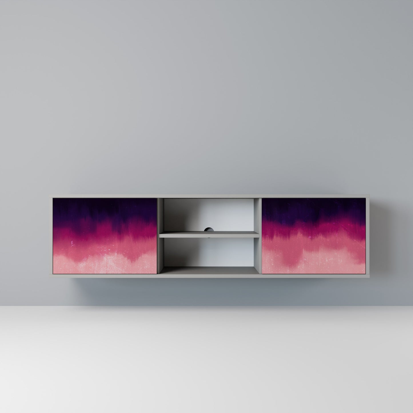 AURORA BOREALIS 2-Door TV Stand in Grey Finish