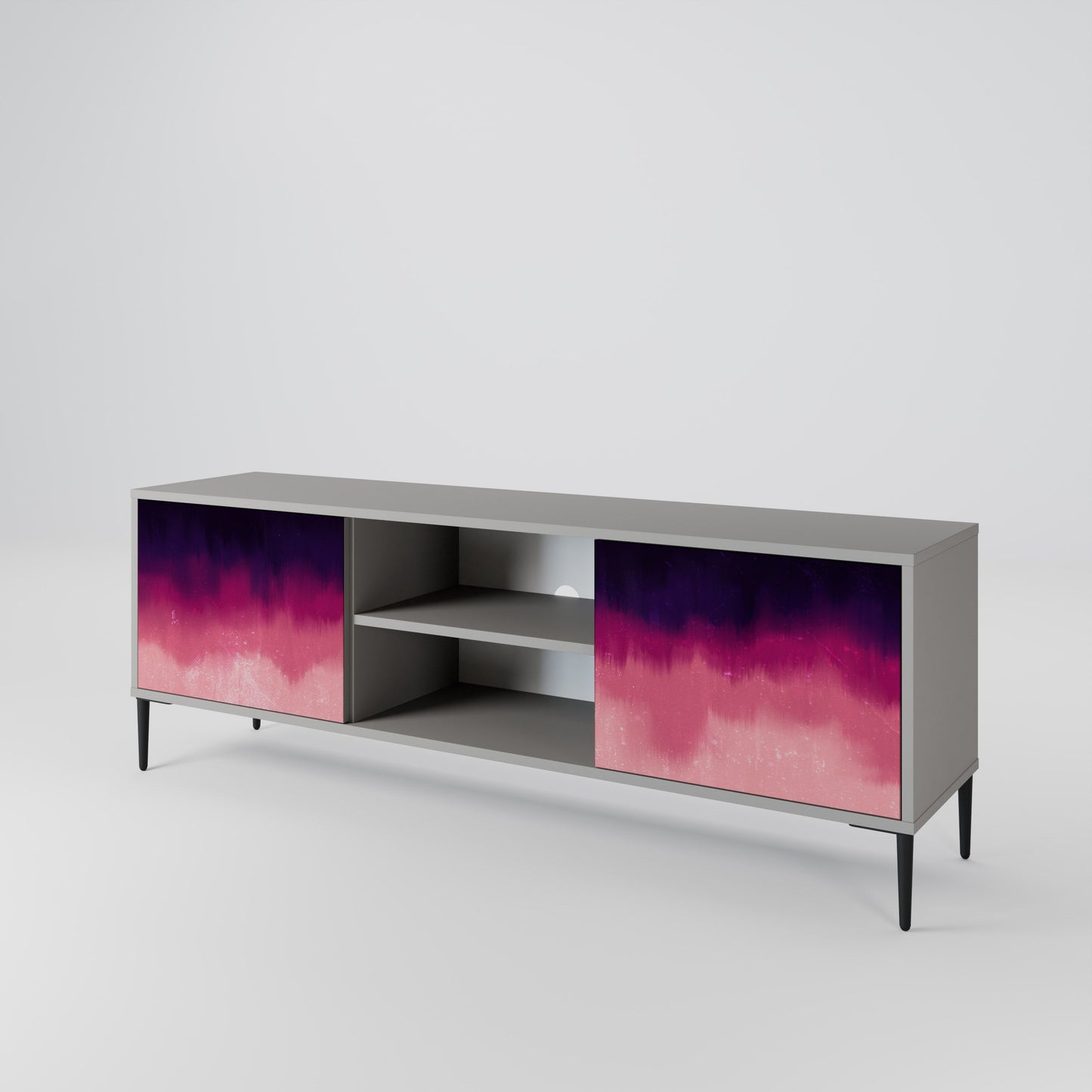 AURORA BOREALIS 2-Door TV Stand in Grey Finish
