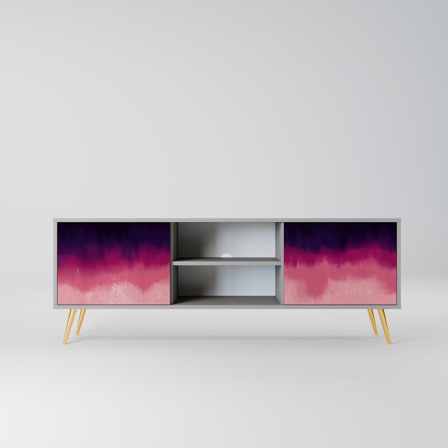 AURORA BOREALIS 2-Door TV Stand in Grey Finish