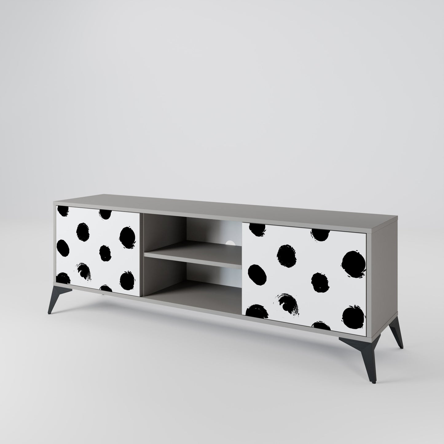 SLIPPING MINUTES 2-Door TV Stand in Grey Finish