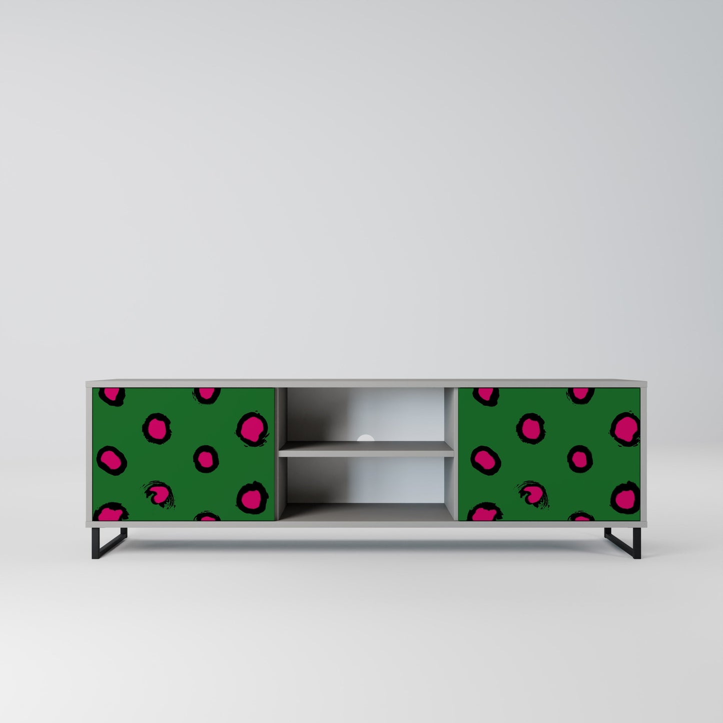 FUNKY SPOTS 2-Door TV Stand in Grey Finish