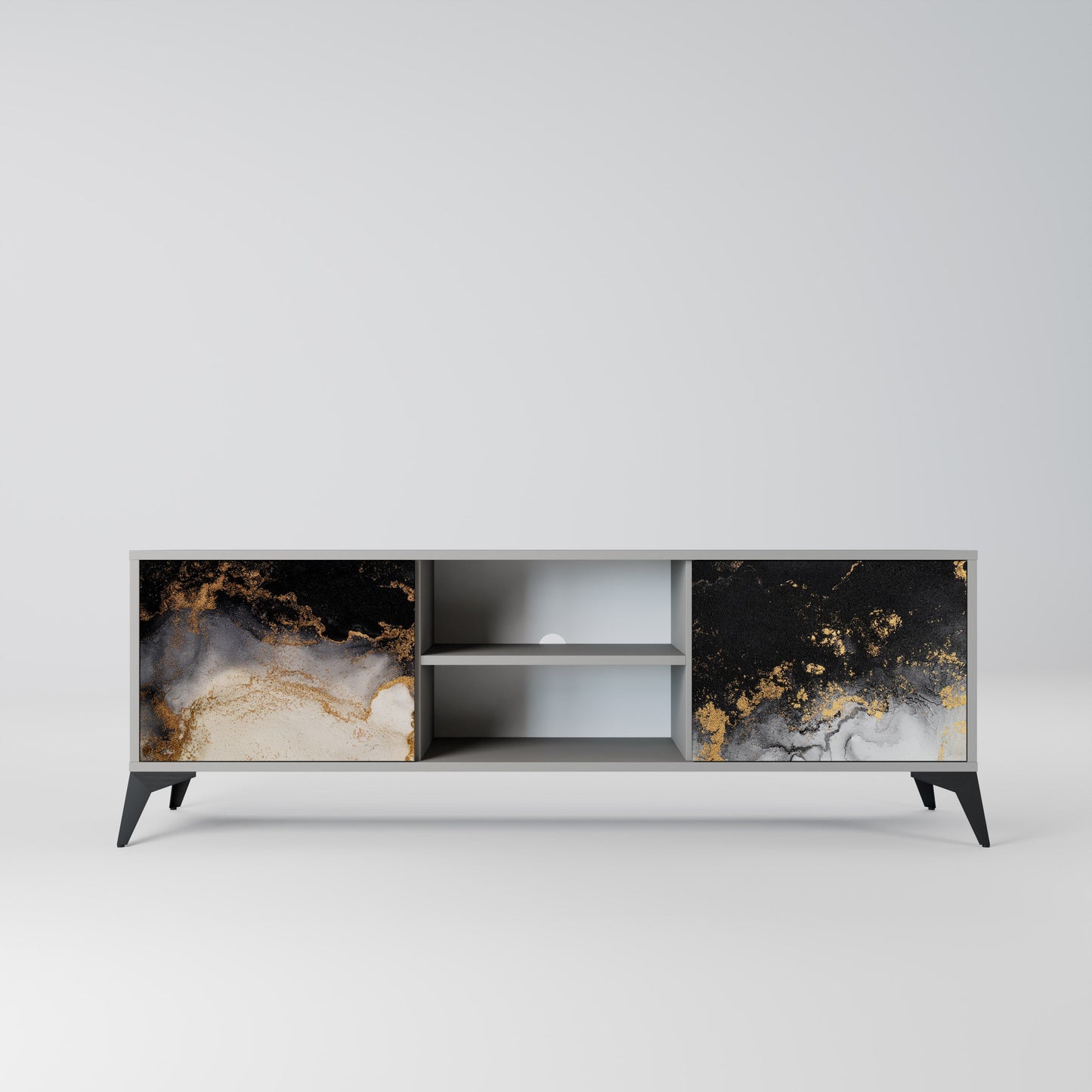 MARBLE OF TOMMORROW 2-Door TV Stand in Grey Finish