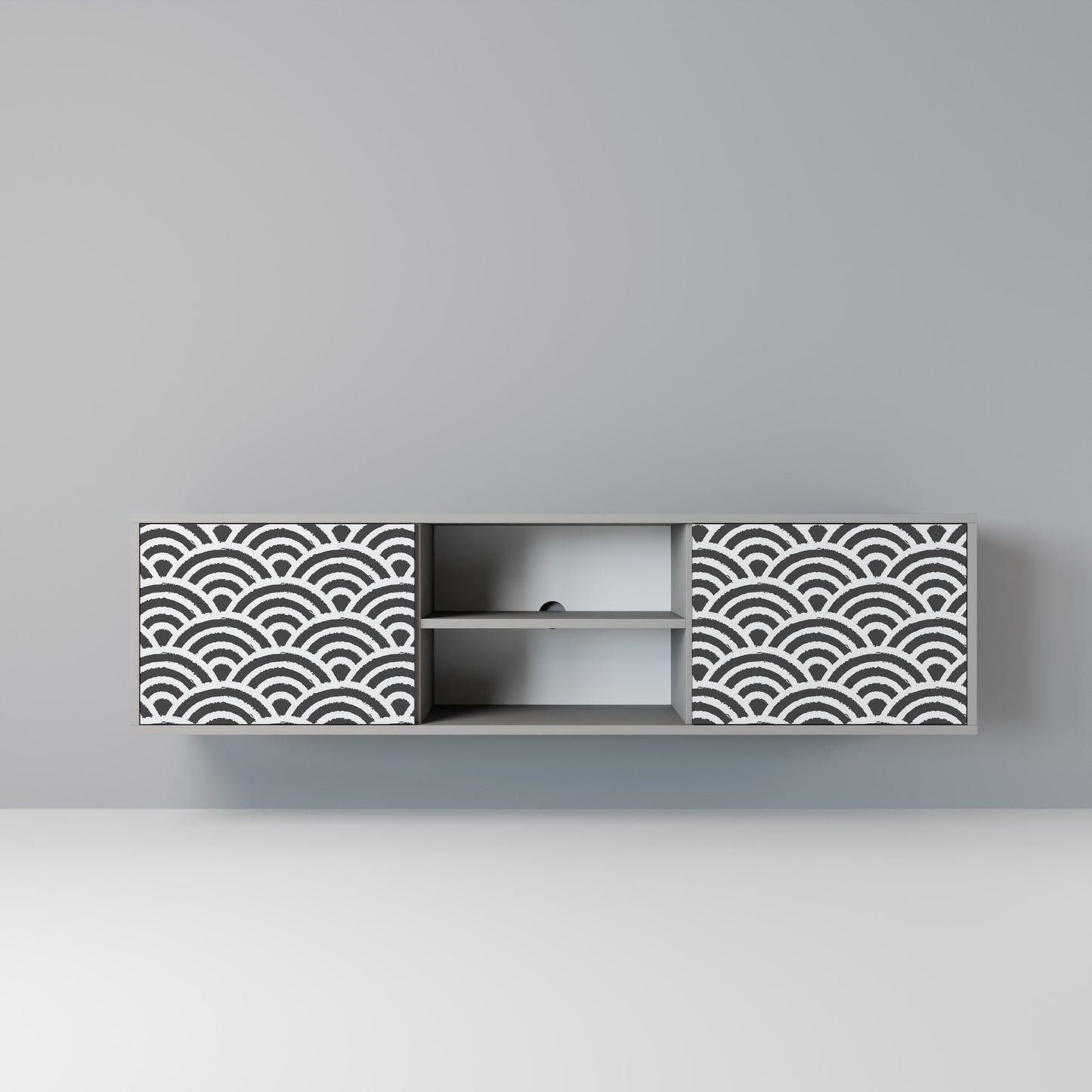 GLOOMY HOST 2-Door TV Stand in Grey Finish