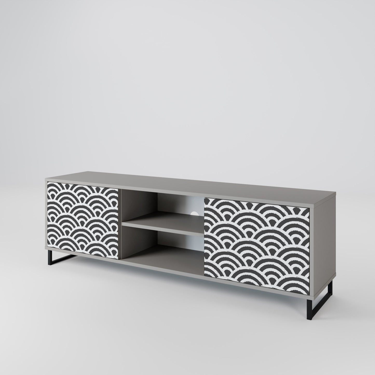 GLOOMY HOST 2-Door TV Stand in Grey Finish