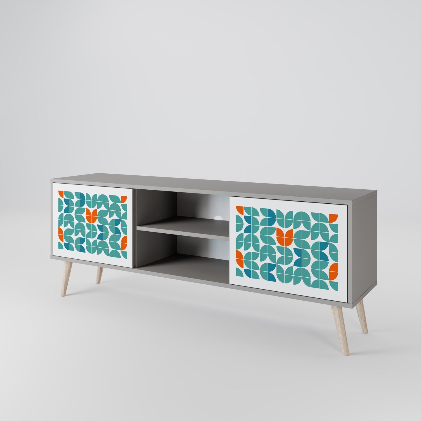 BE THE CHANGE 2-Door TV Stand in Grey Finish