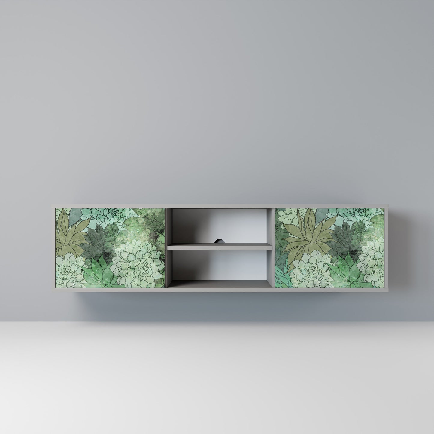 SUCCULENT CLUSTER 2-Door TV Stand in Grey Finish