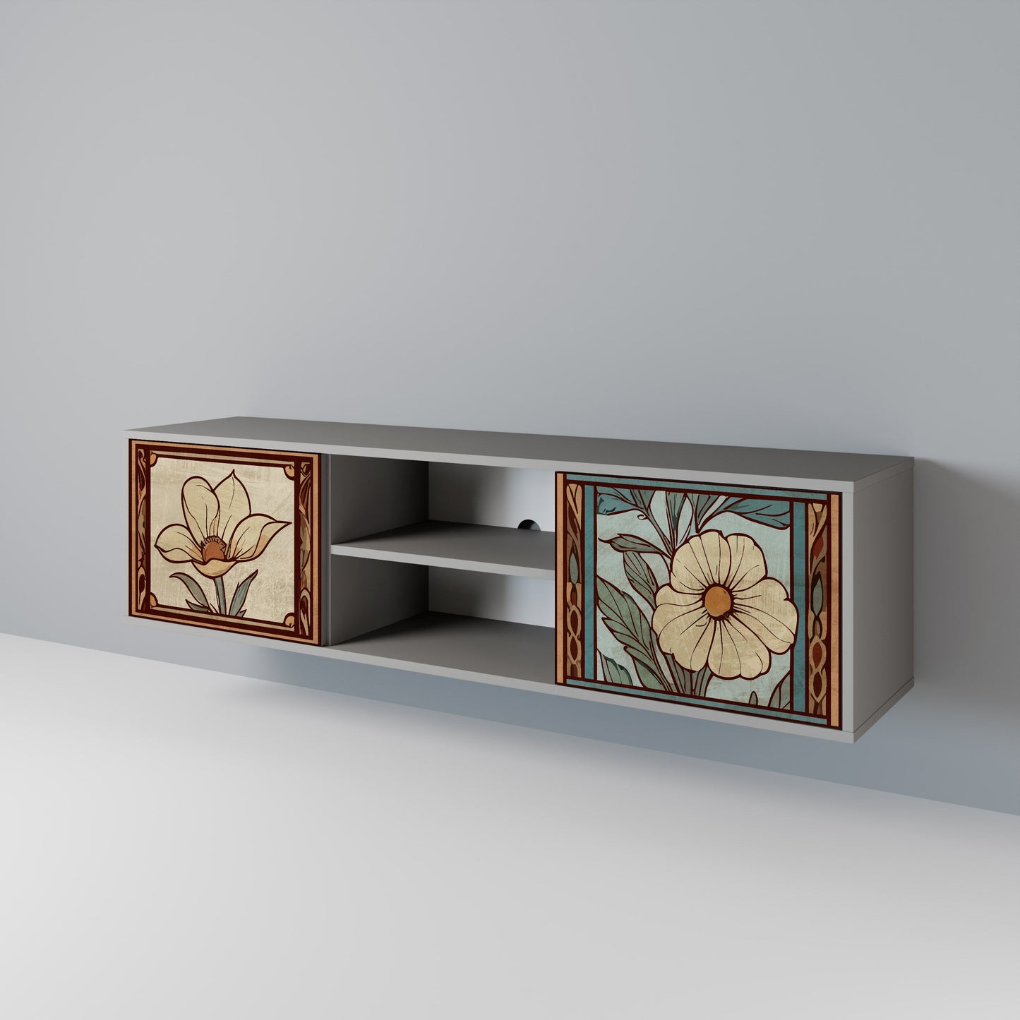 TIMELESS FLORA 2-Door TV Stand in Grey Finish