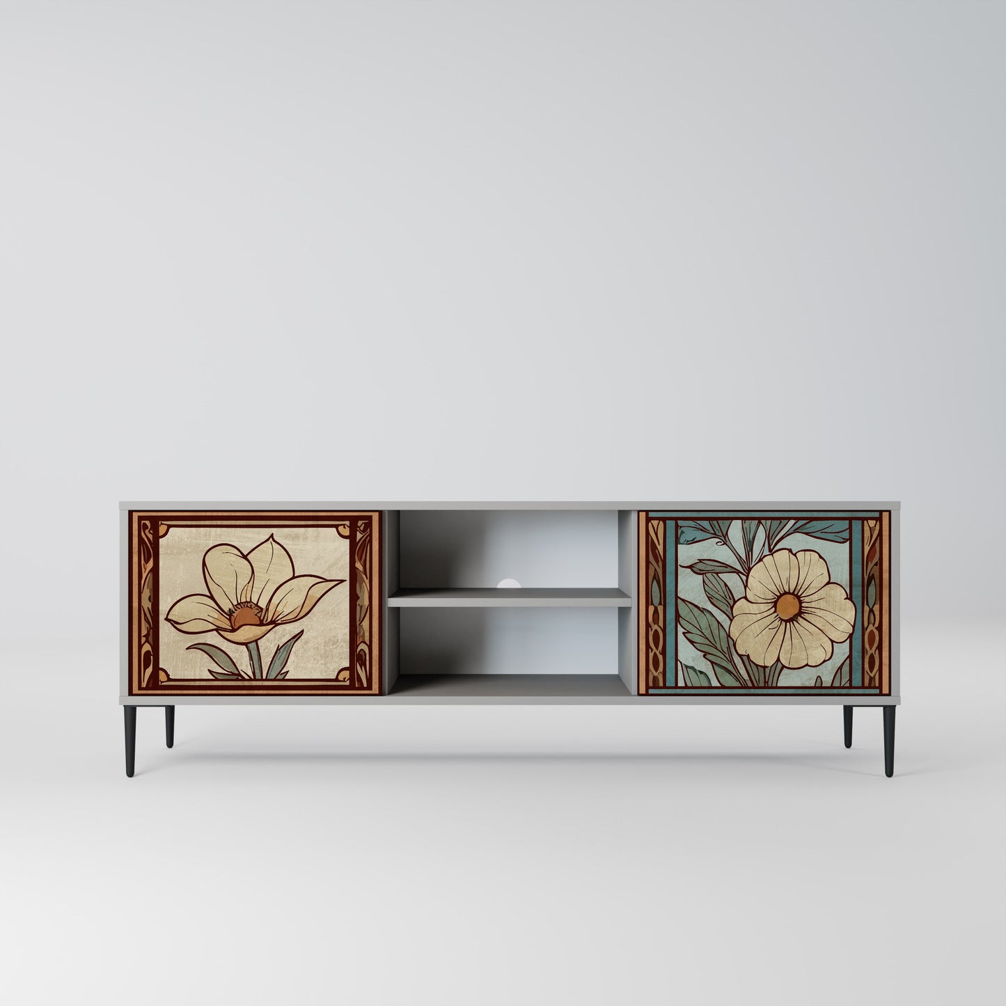 TIMELESS FLORA 2-Door TV Stand in Grey Finish